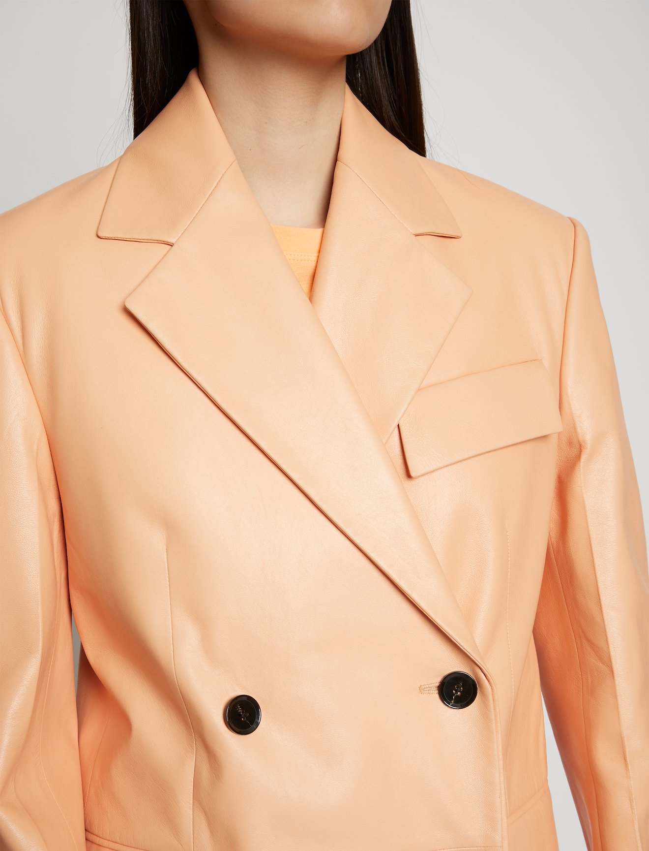 Double Breasted Leather Blazer #3