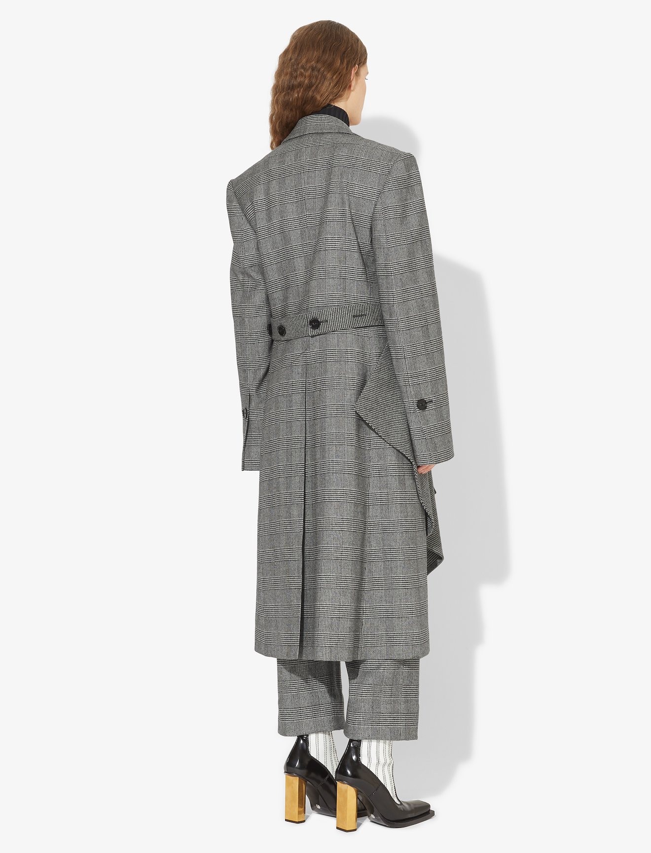 Draped Plaid Long Coat #2