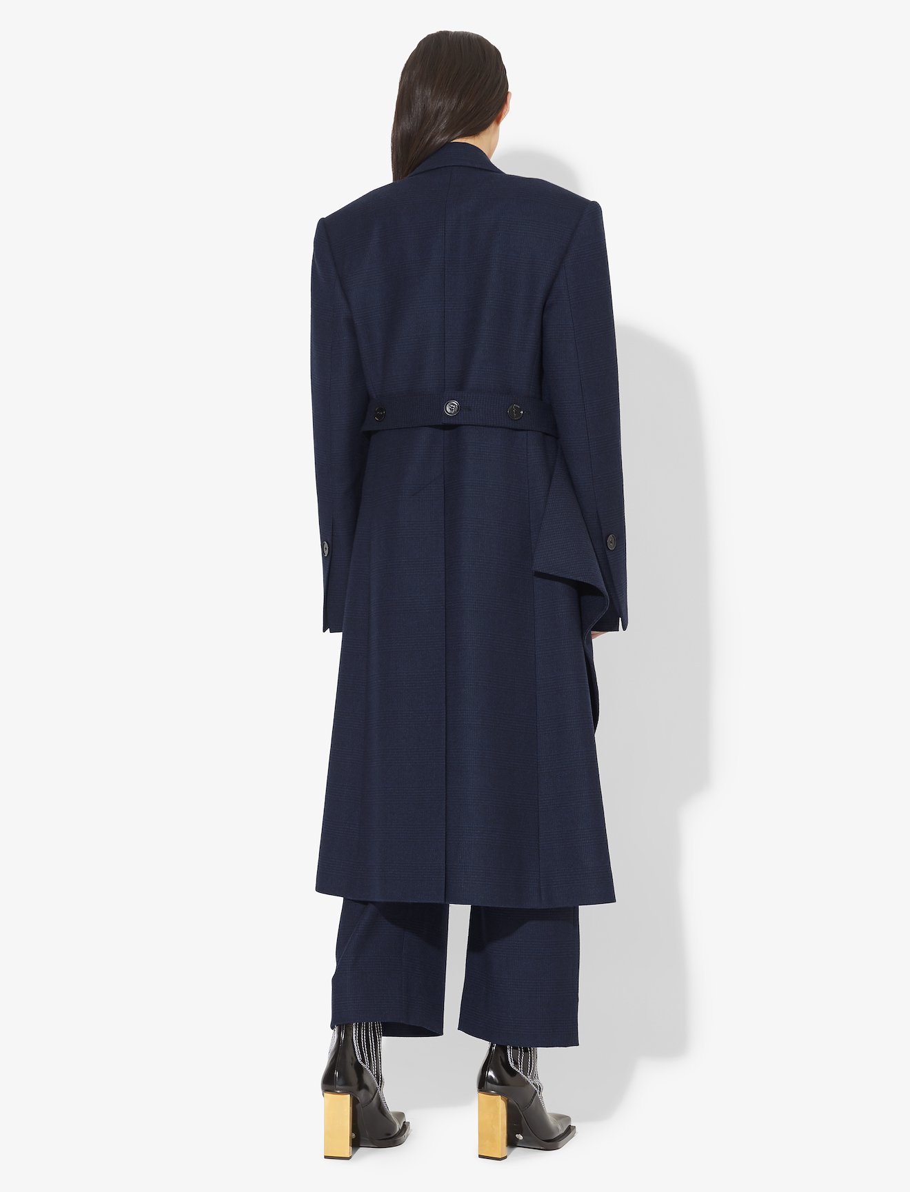 Draped Plaid Long Coat #2