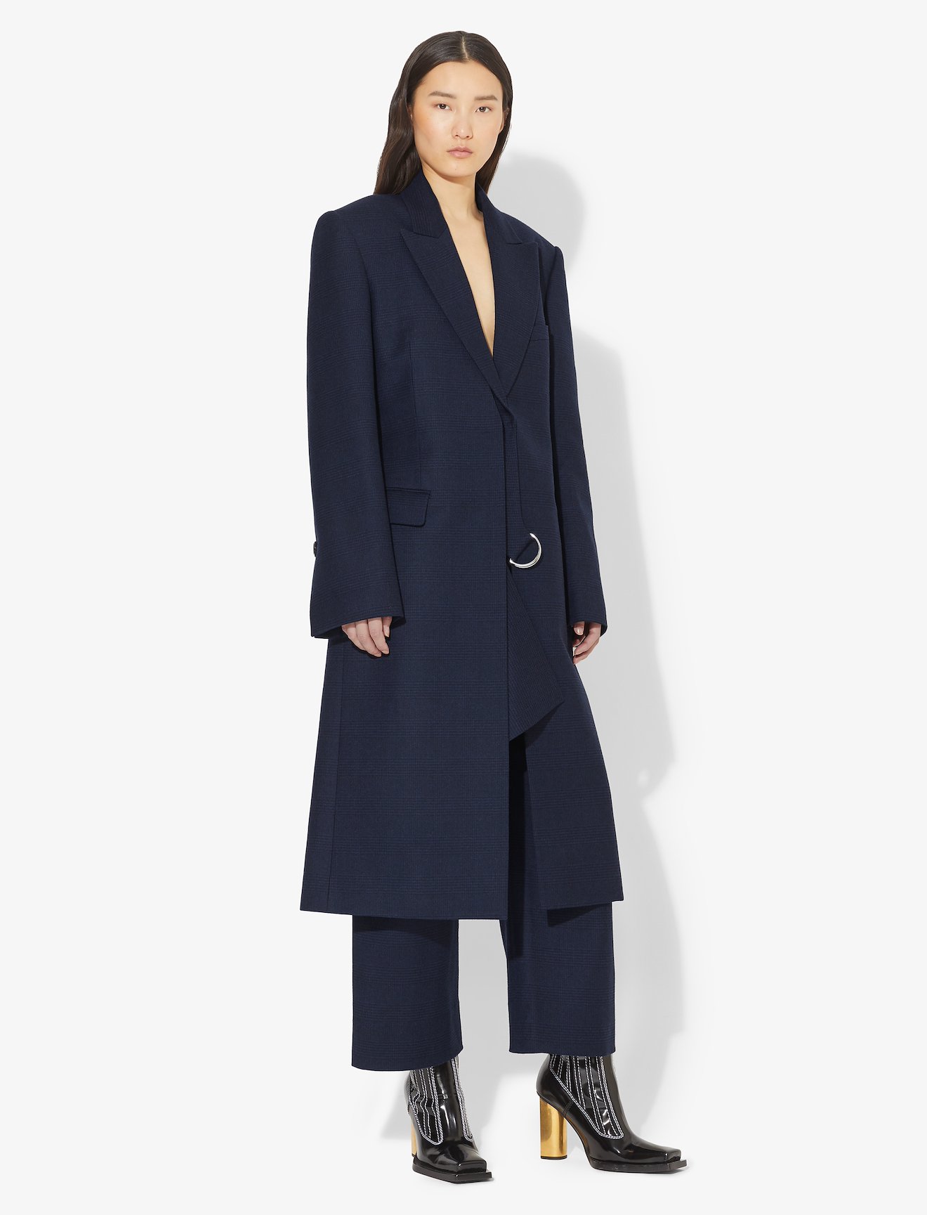 Draped Plaid Long Coat #5