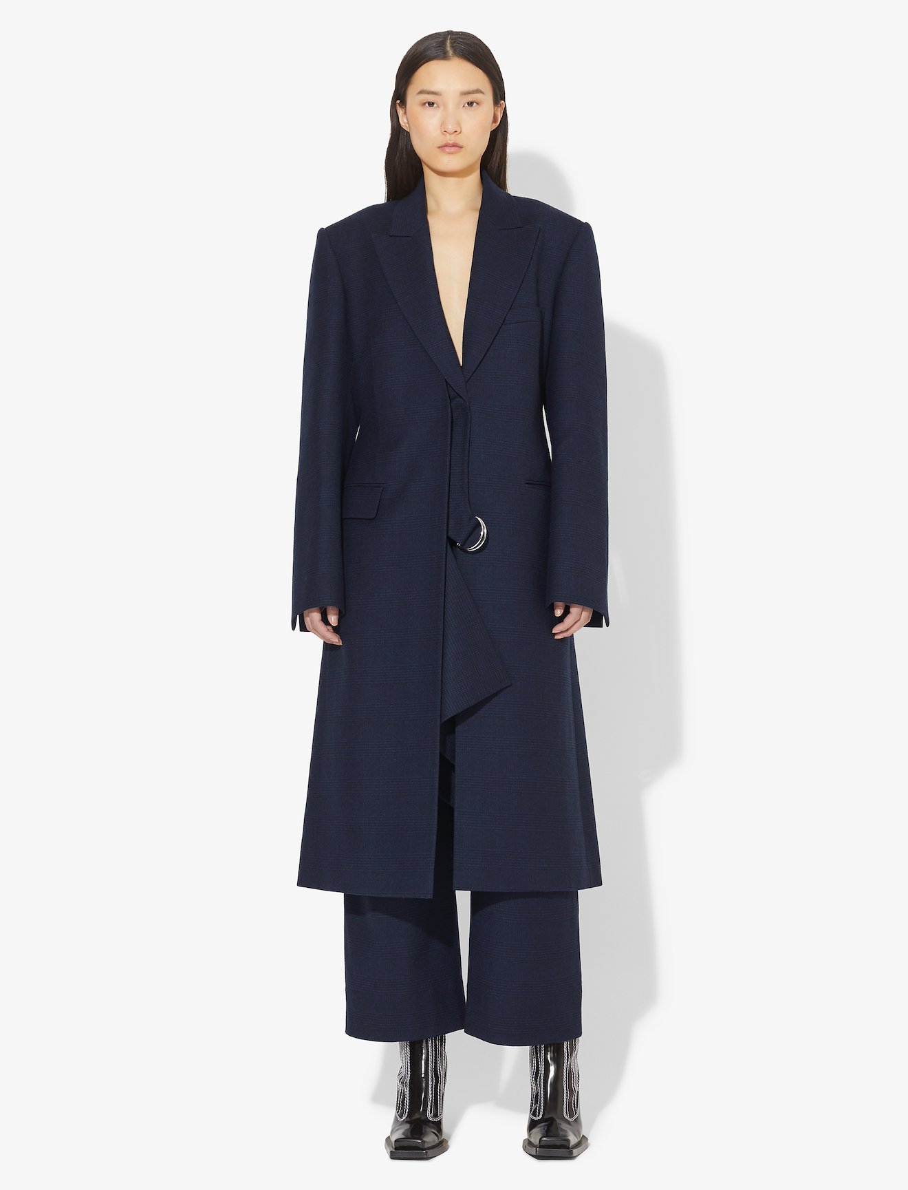 Draped Plaid Long Coat #6