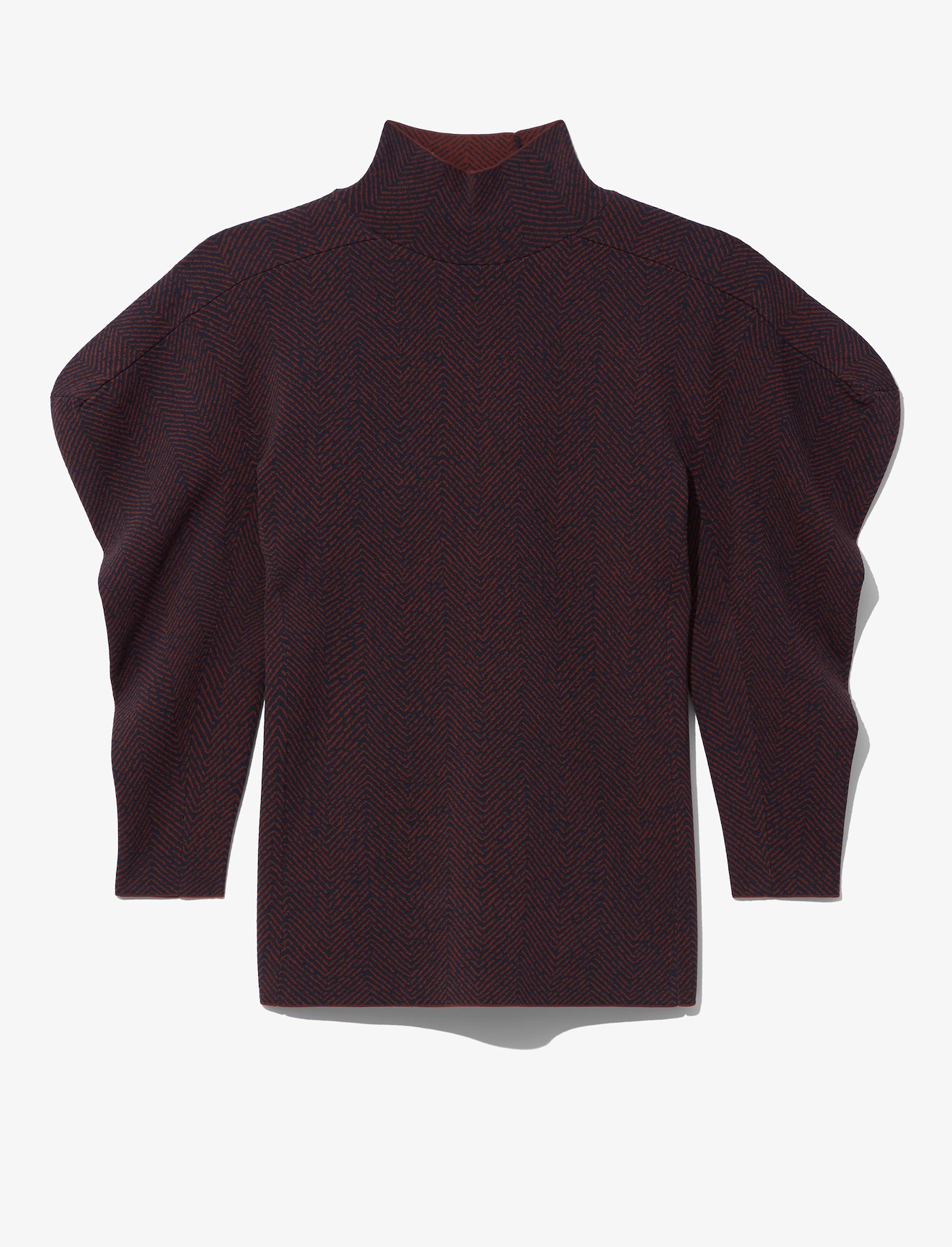 Draped Puff Sleeve Herringbone Knit Top #4