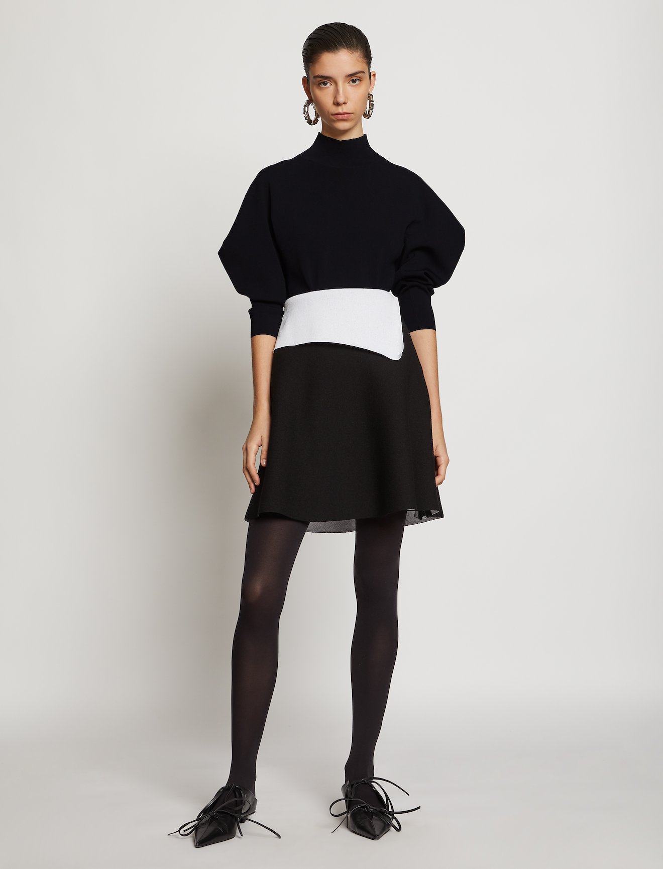 Draped Puff Sleeve Knit Top #1