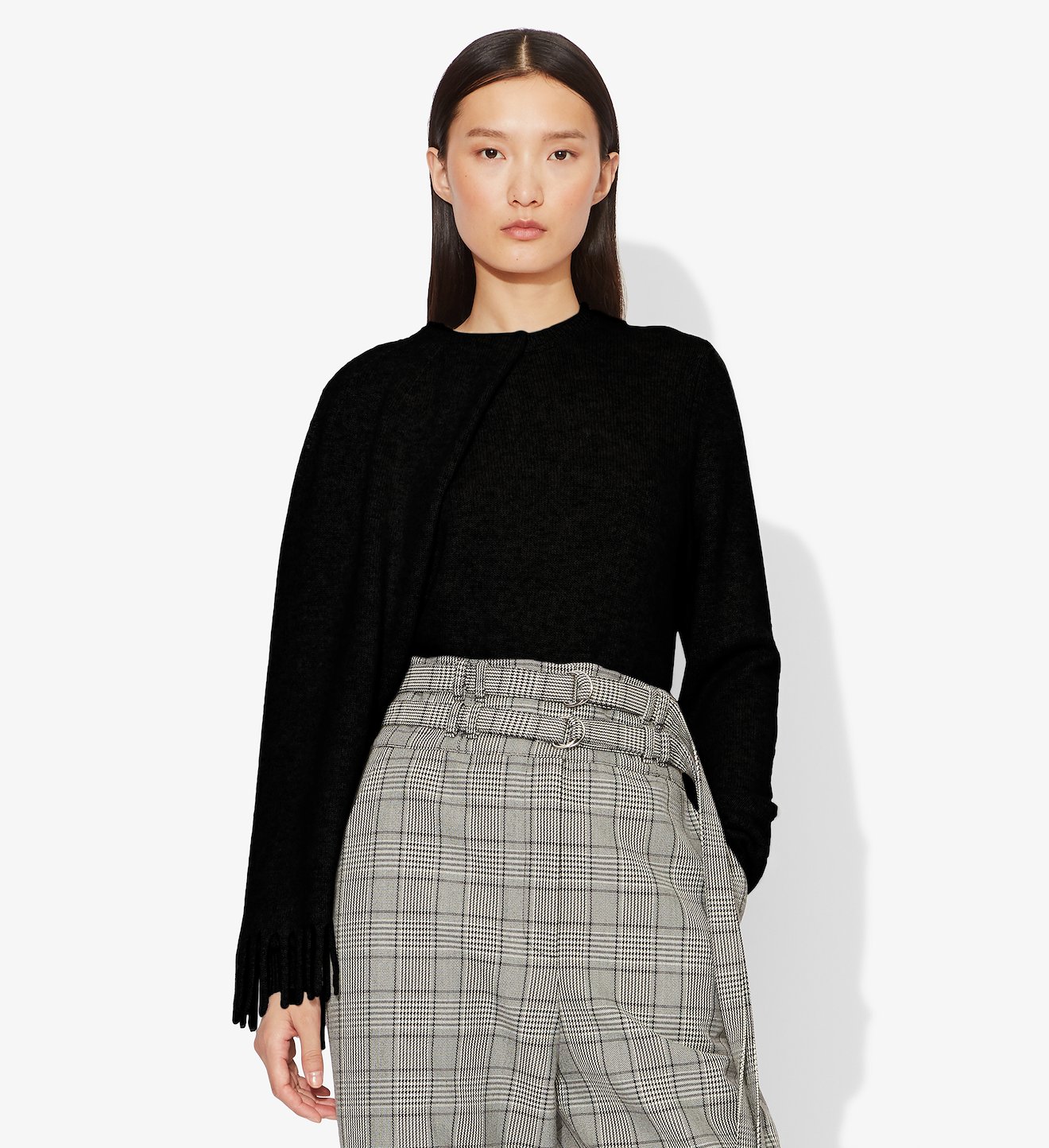 Proenza Schouler Draped Scarf Cashmere Long Sleeve Knit Sweater