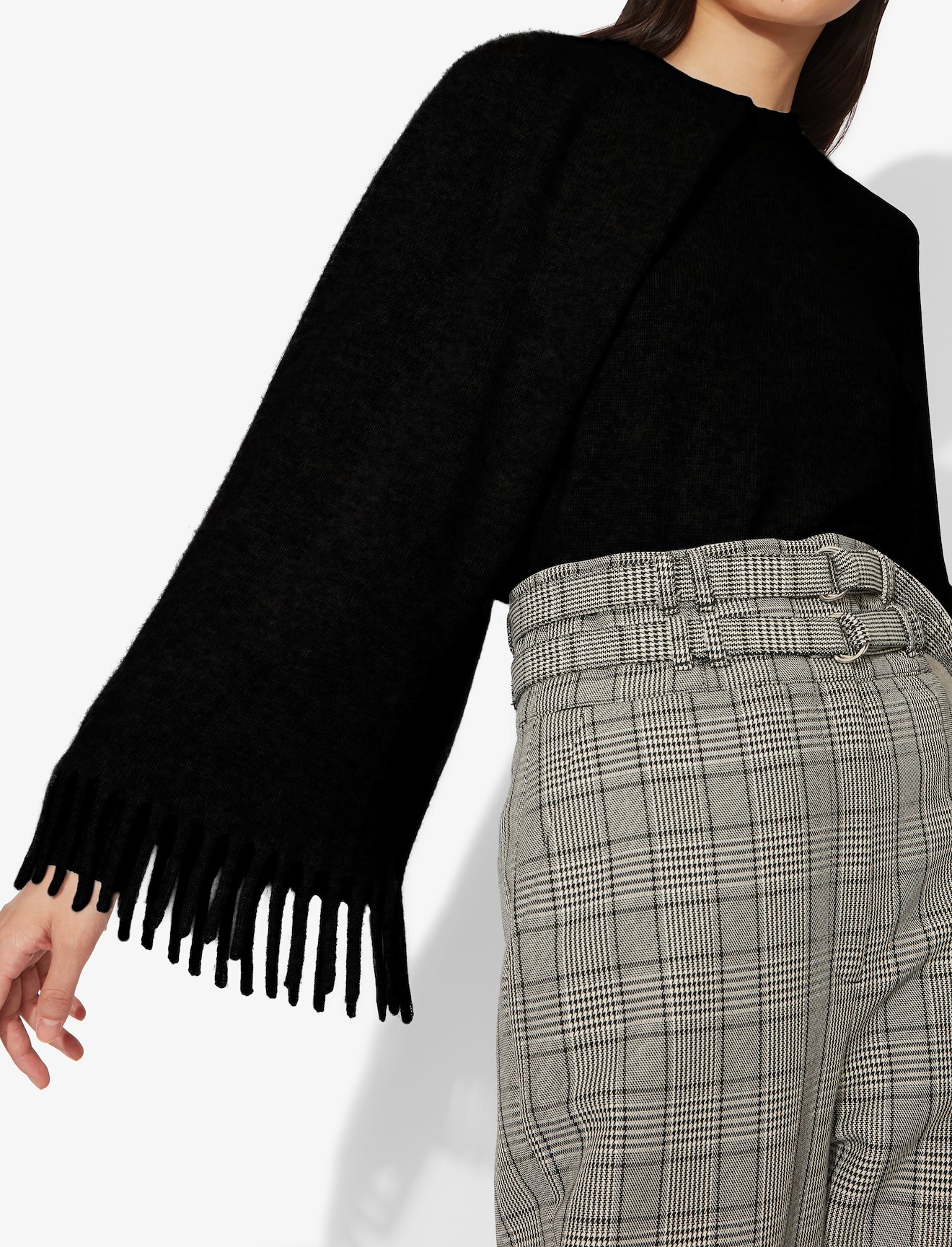 Draped Scarf Cashmere Long Sleeve Knit Sweater #3