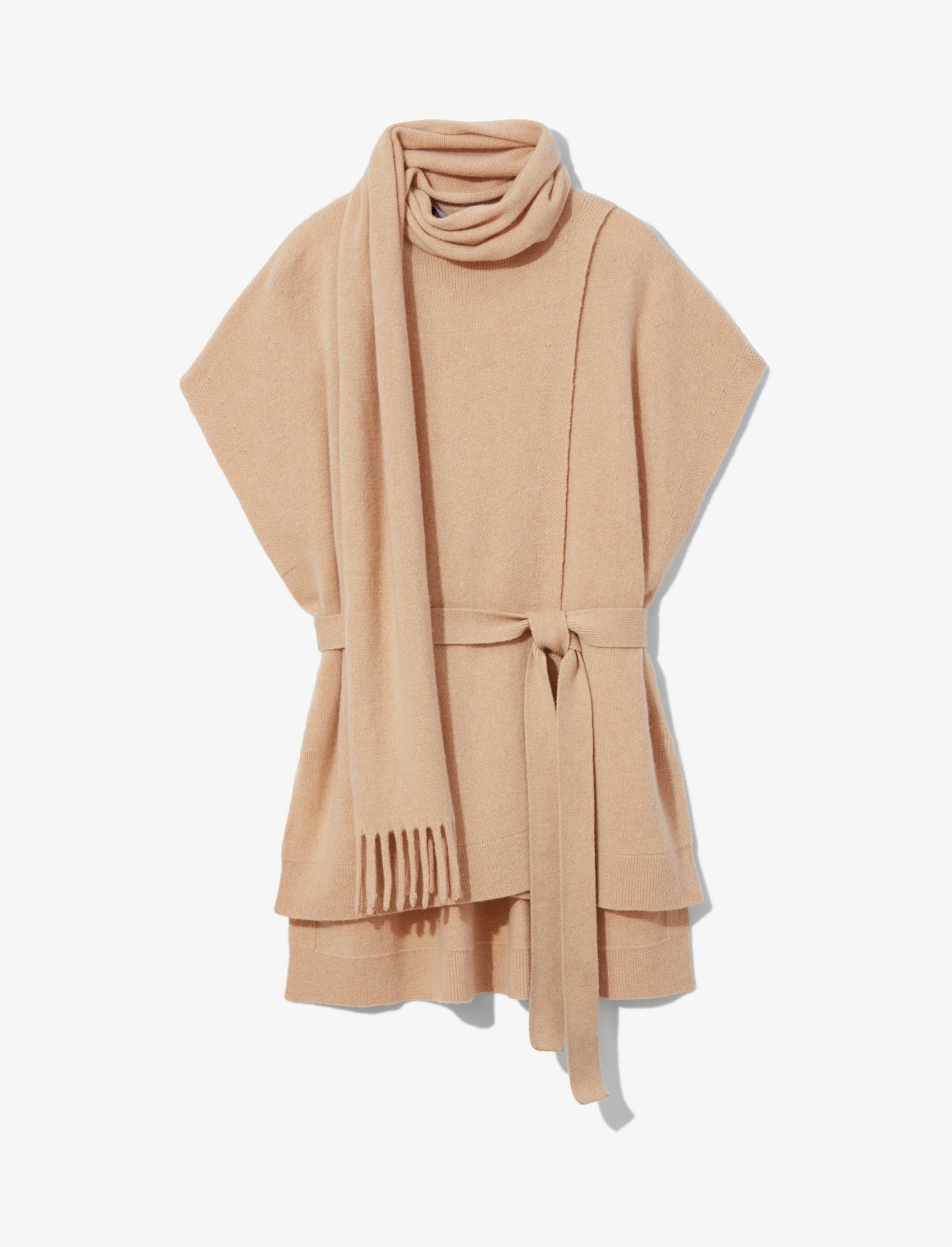 Draped Scarf Cashmere Short Sleeve Knit Pullover #4