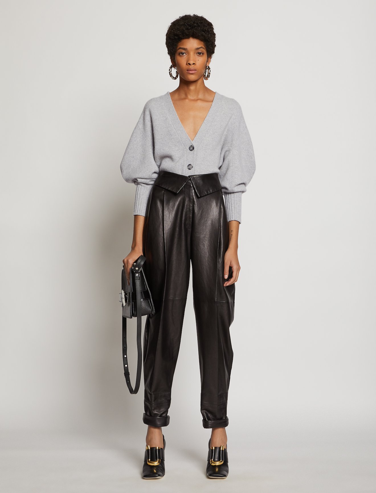 Draped Sleeve Cropped Cashmere Knit Cardigan #1