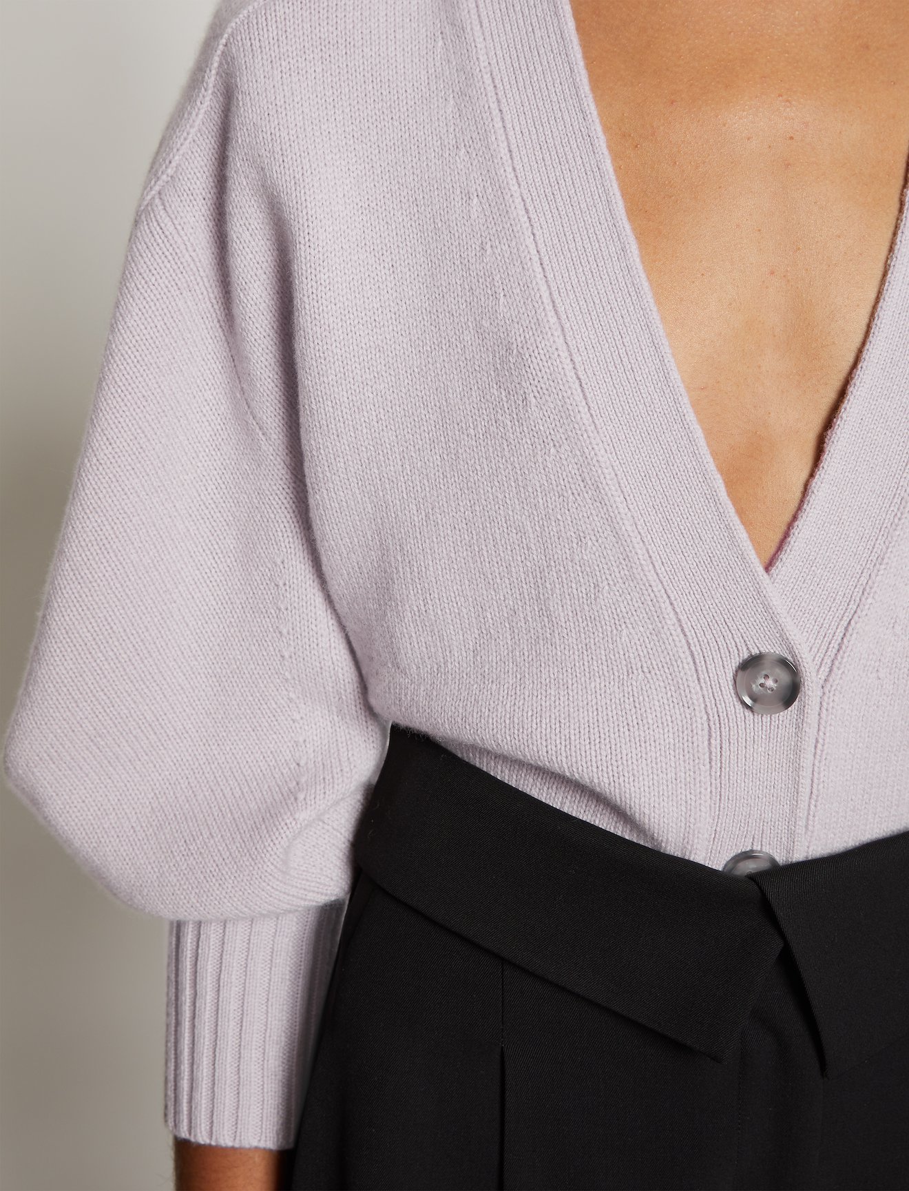 Draped Sleeve Cropped Cashmere Knit Cardigan #3
