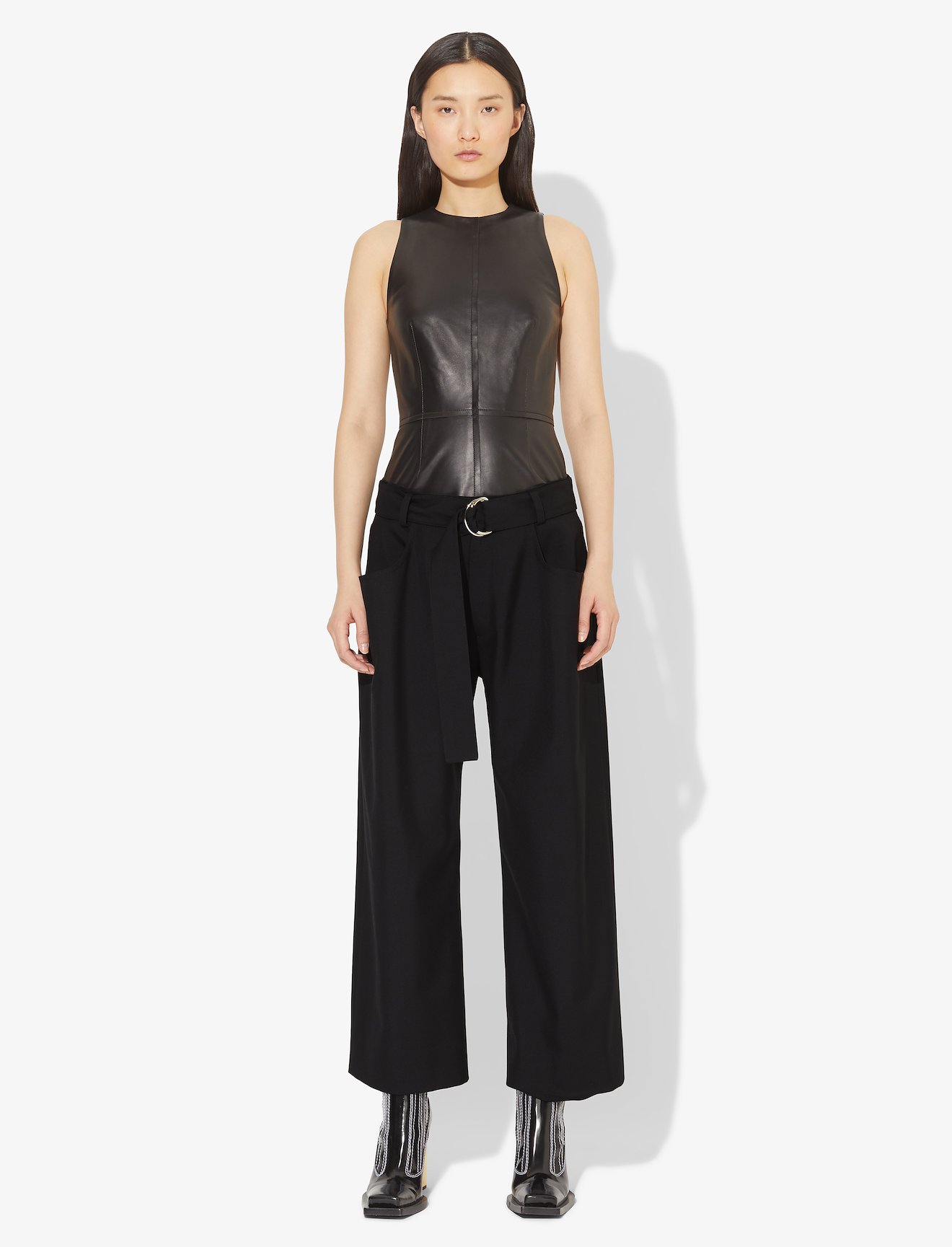 Drop Waisted Belted Pants #1