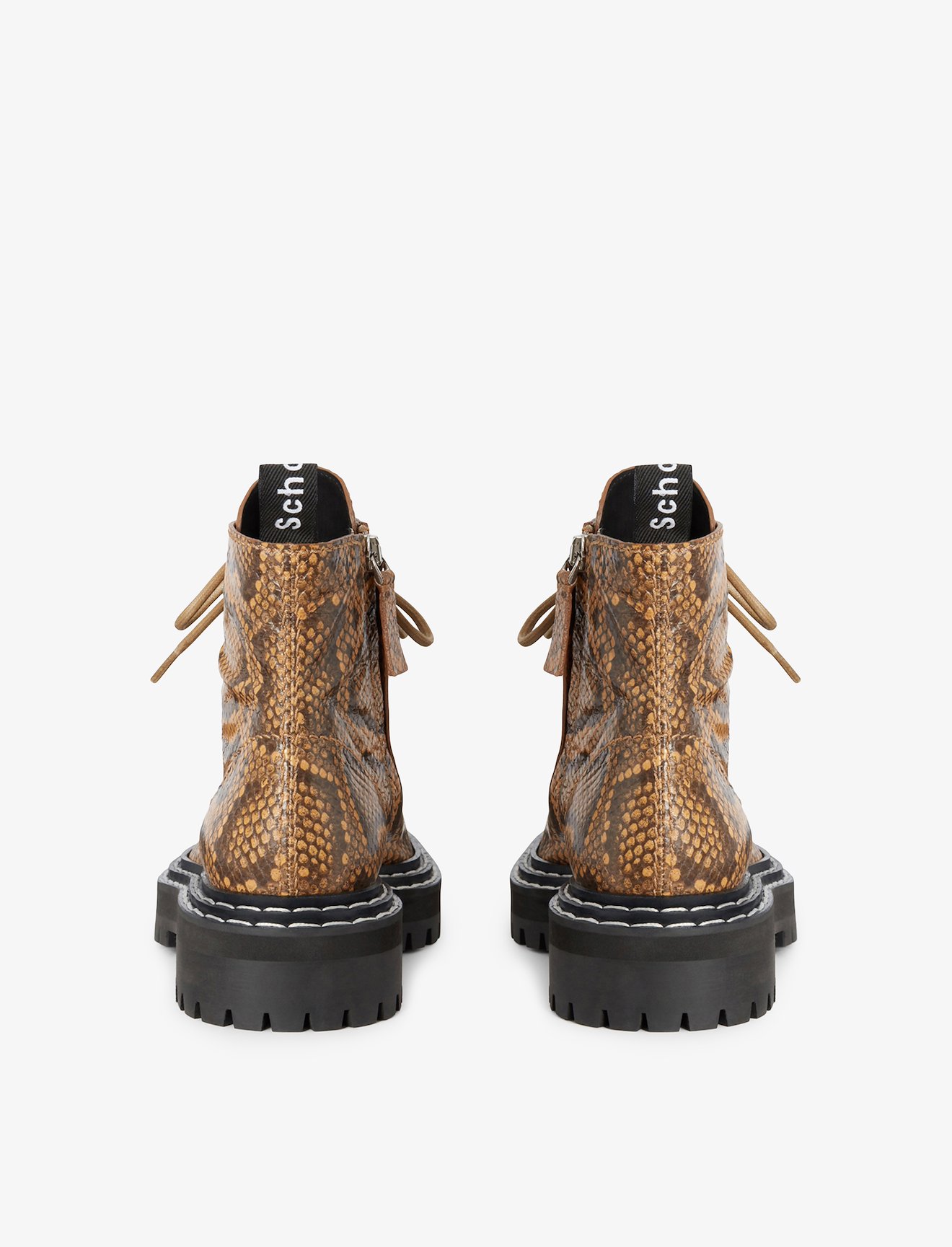 Embossed Python Lug Sole Combat Boots #2