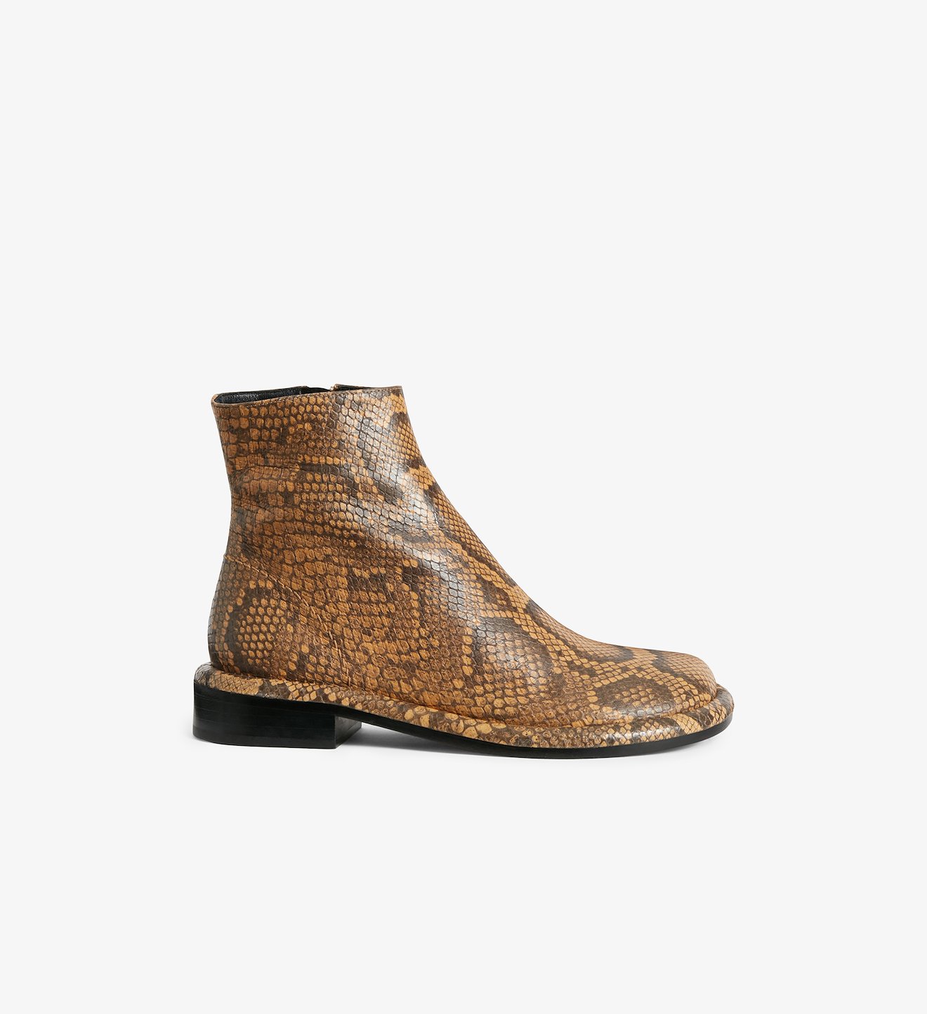 Embossed Python Pipe Ankle Boots