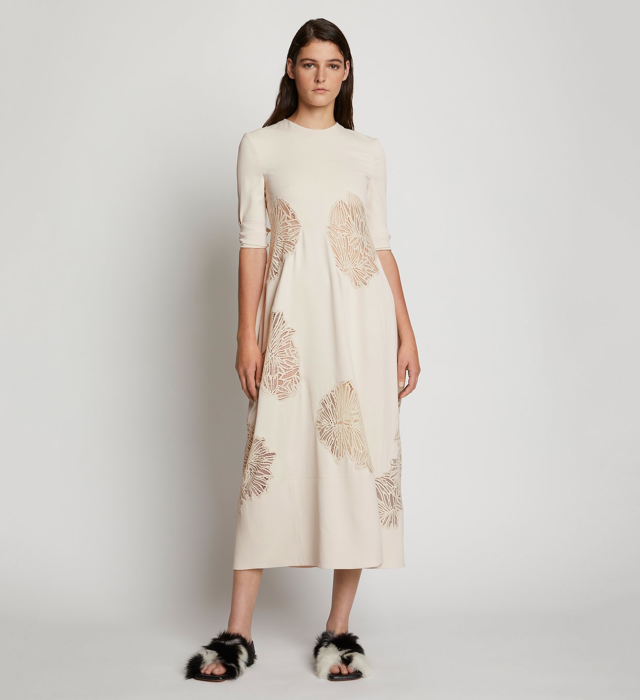 Embroidered Matte Satin Dress