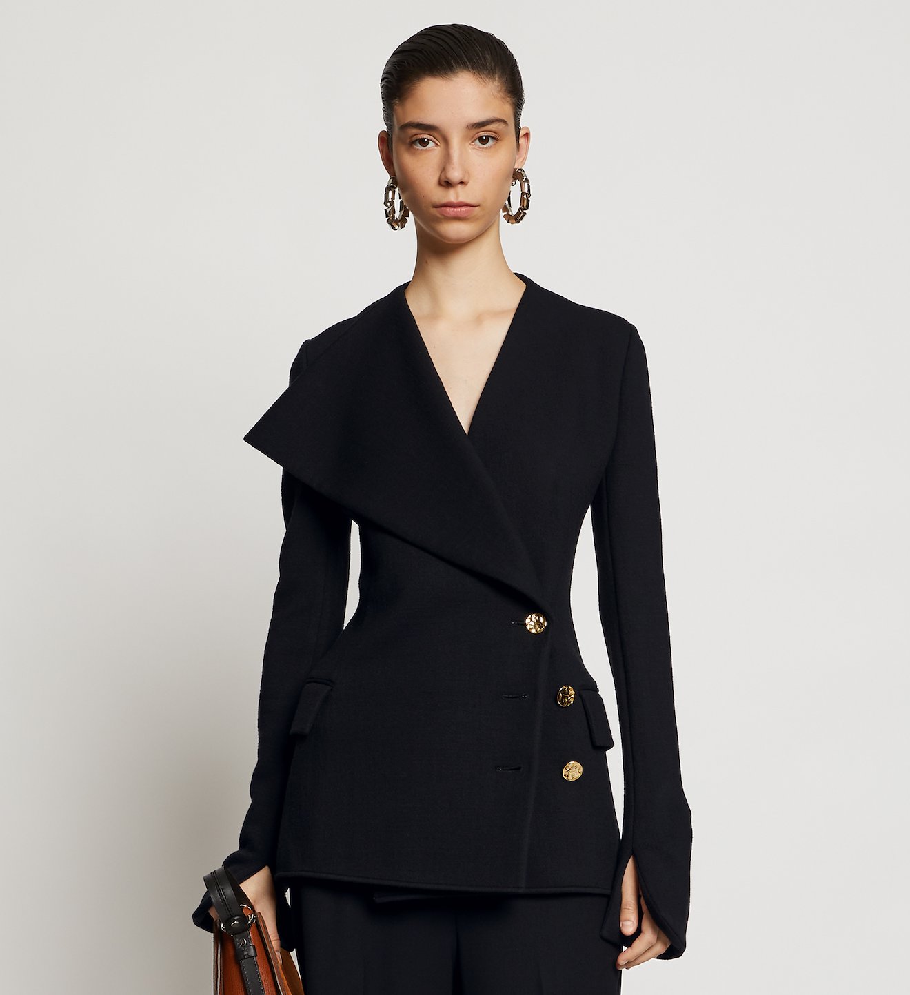 Exaggerated Lapel Jersey Suiting Jacket