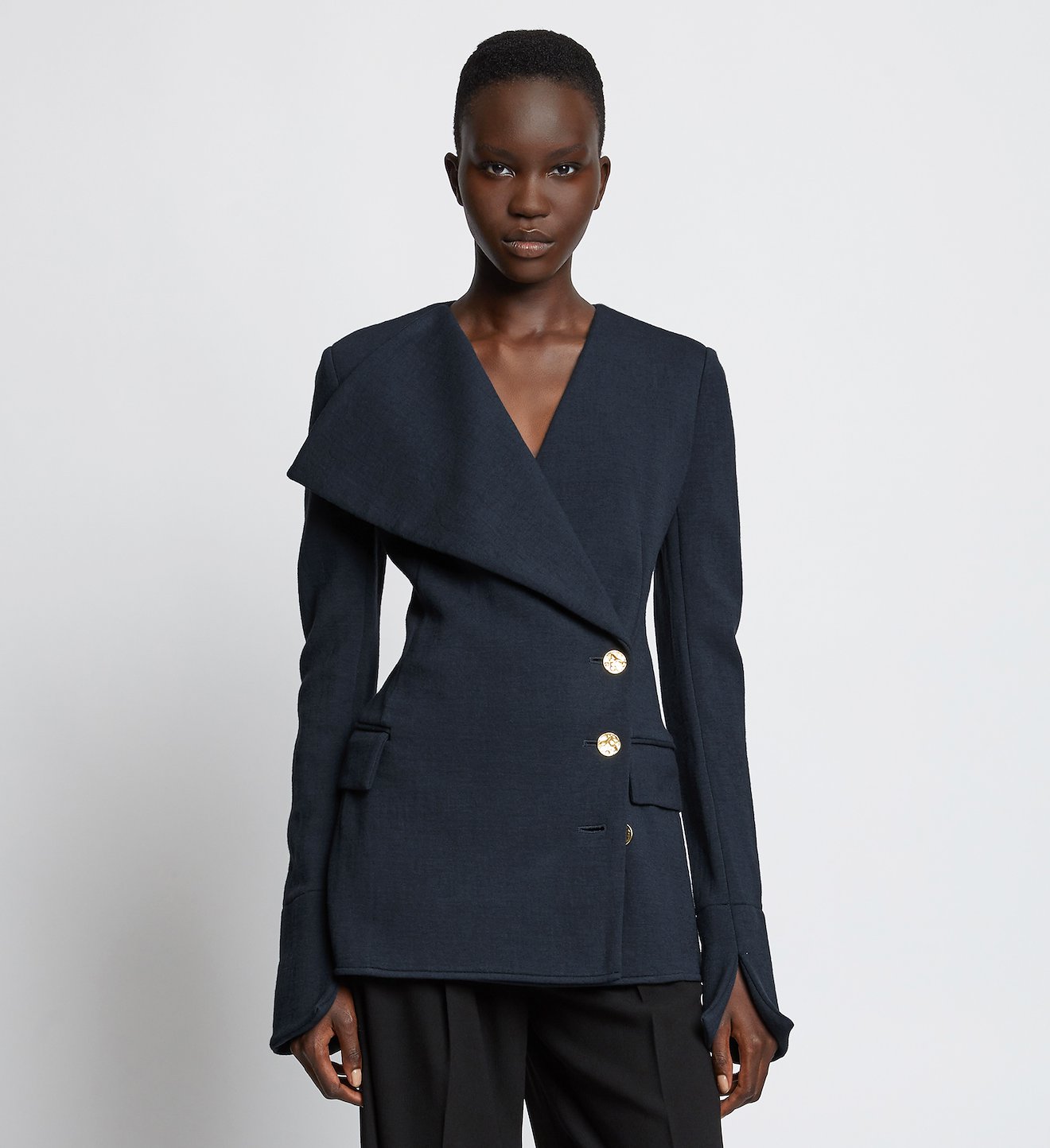 Exaggerated Lapel Jersey Suiting Jacket