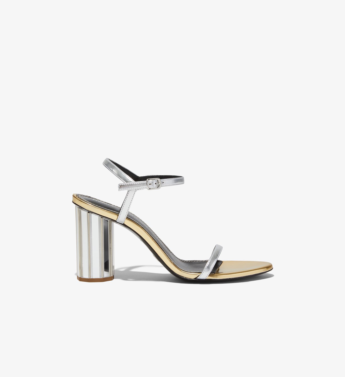 Facet Heel Ankle Strap Sandals