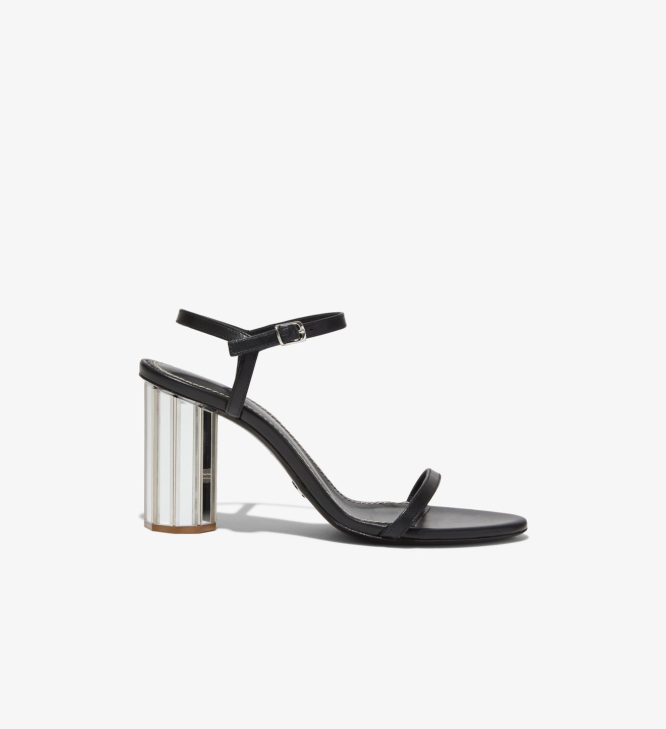 Facet Heel Ankle Strap Sandals