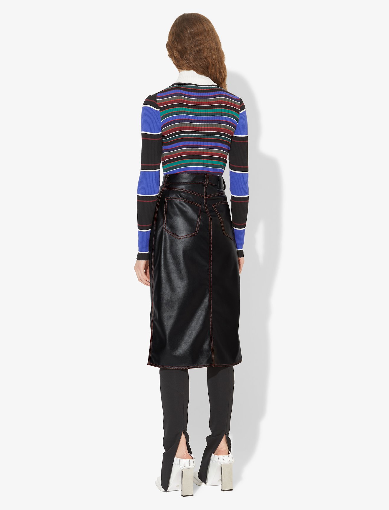 Faux Leather Button Front Skirt #2