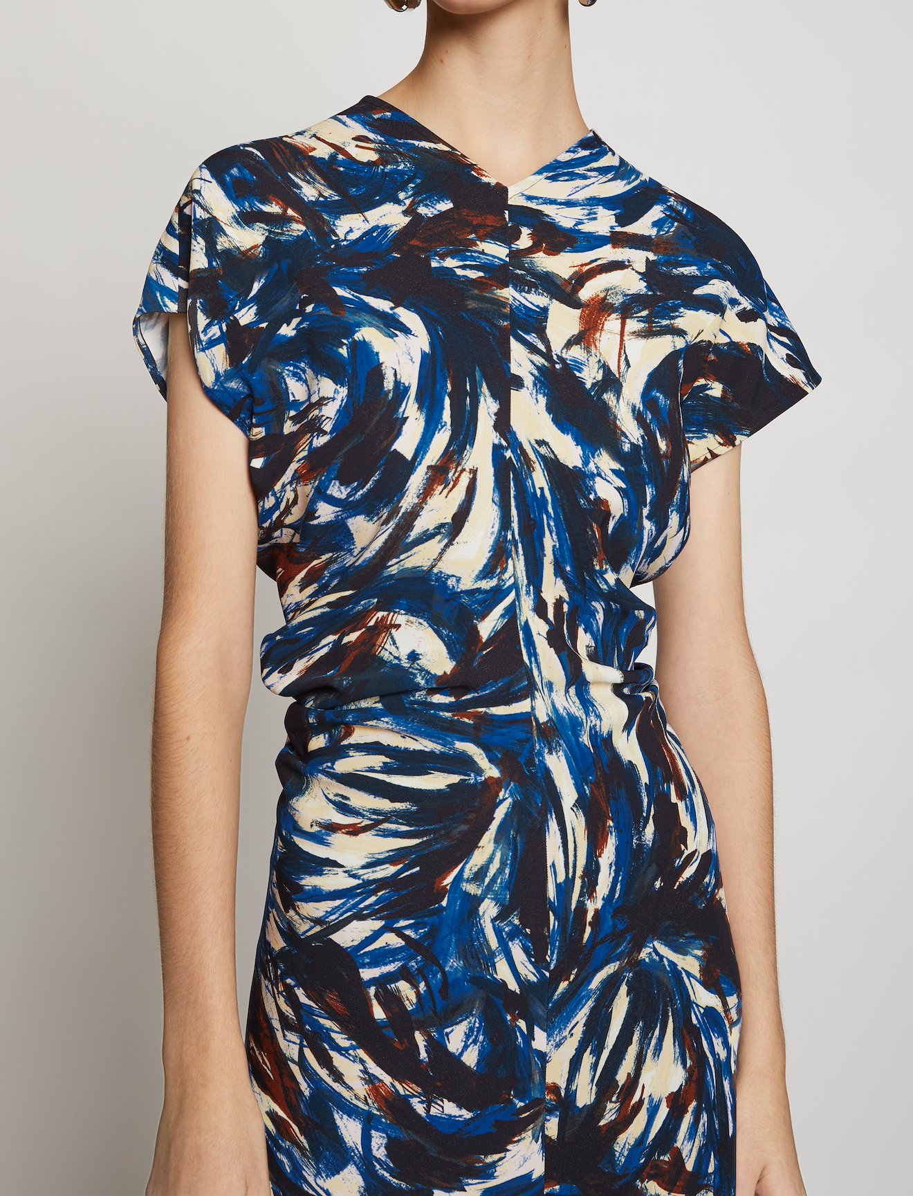 Feather Print Cinched Waist Dress #3