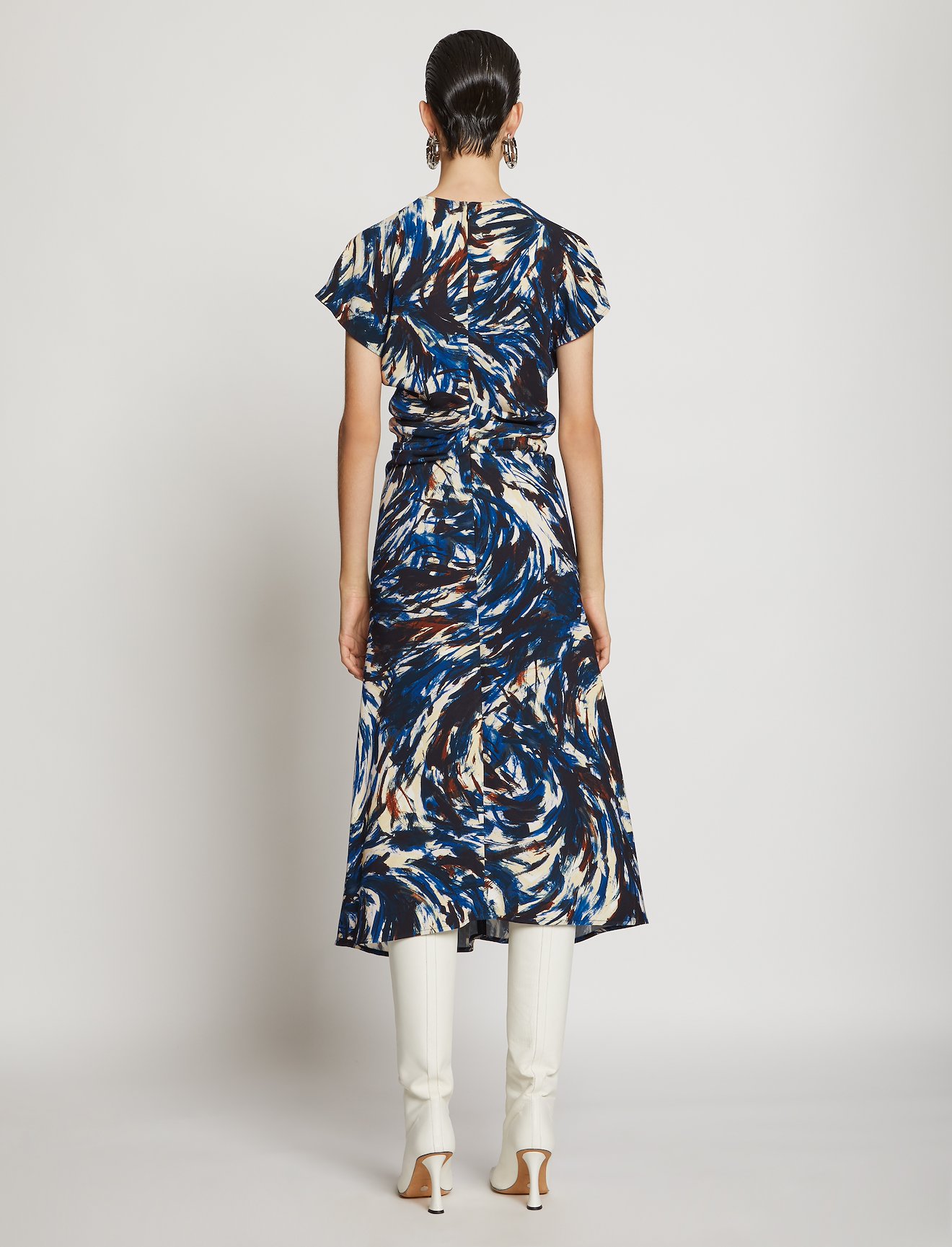 Feather Print Cinched Waist Dress #2