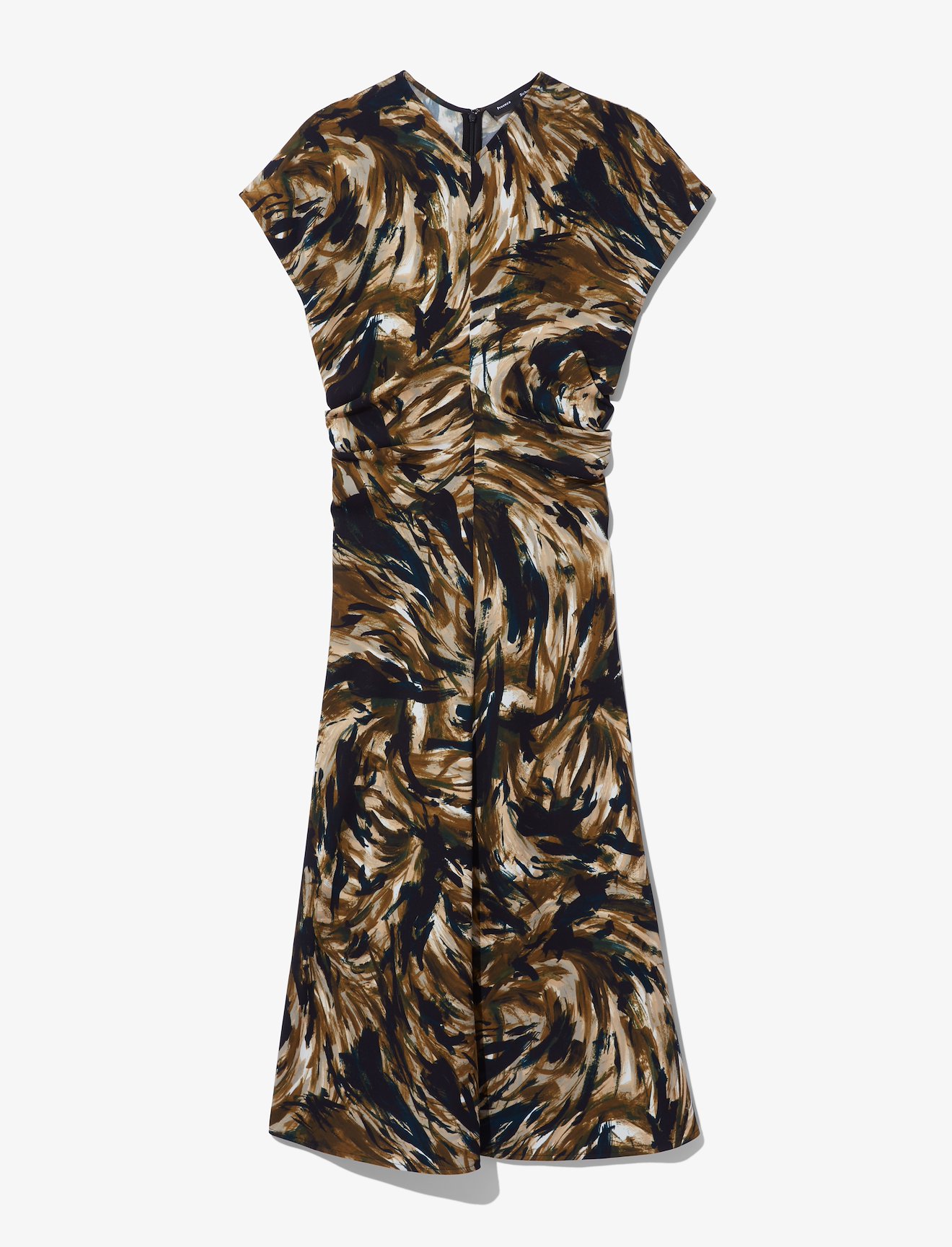 Feather Print Cinched Waist Dress #4