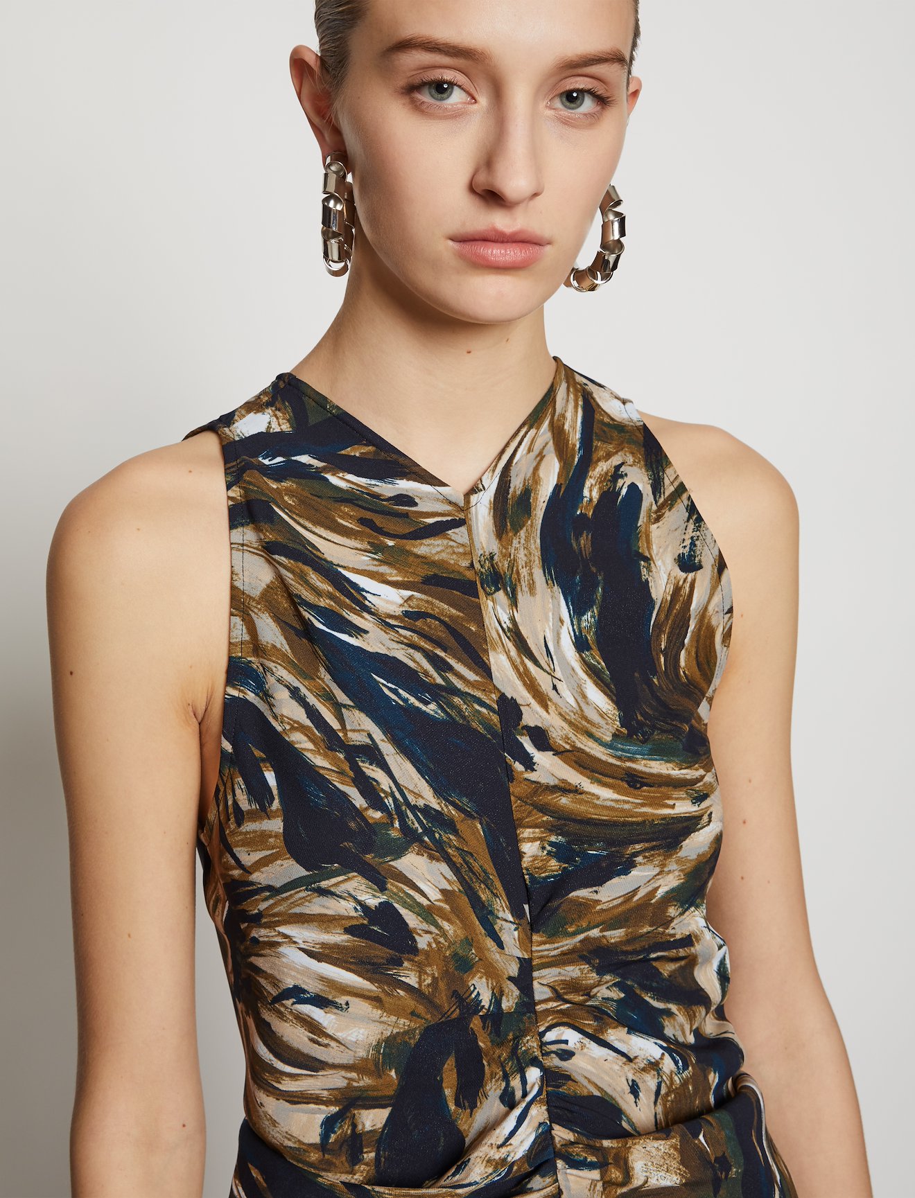 Feather Print Cinched Waist Top #3