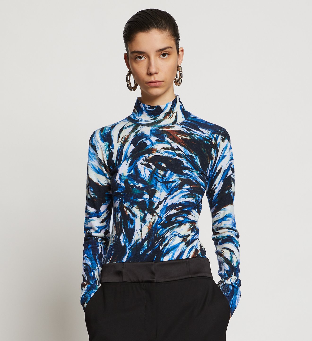 Feather Print Knit Top
