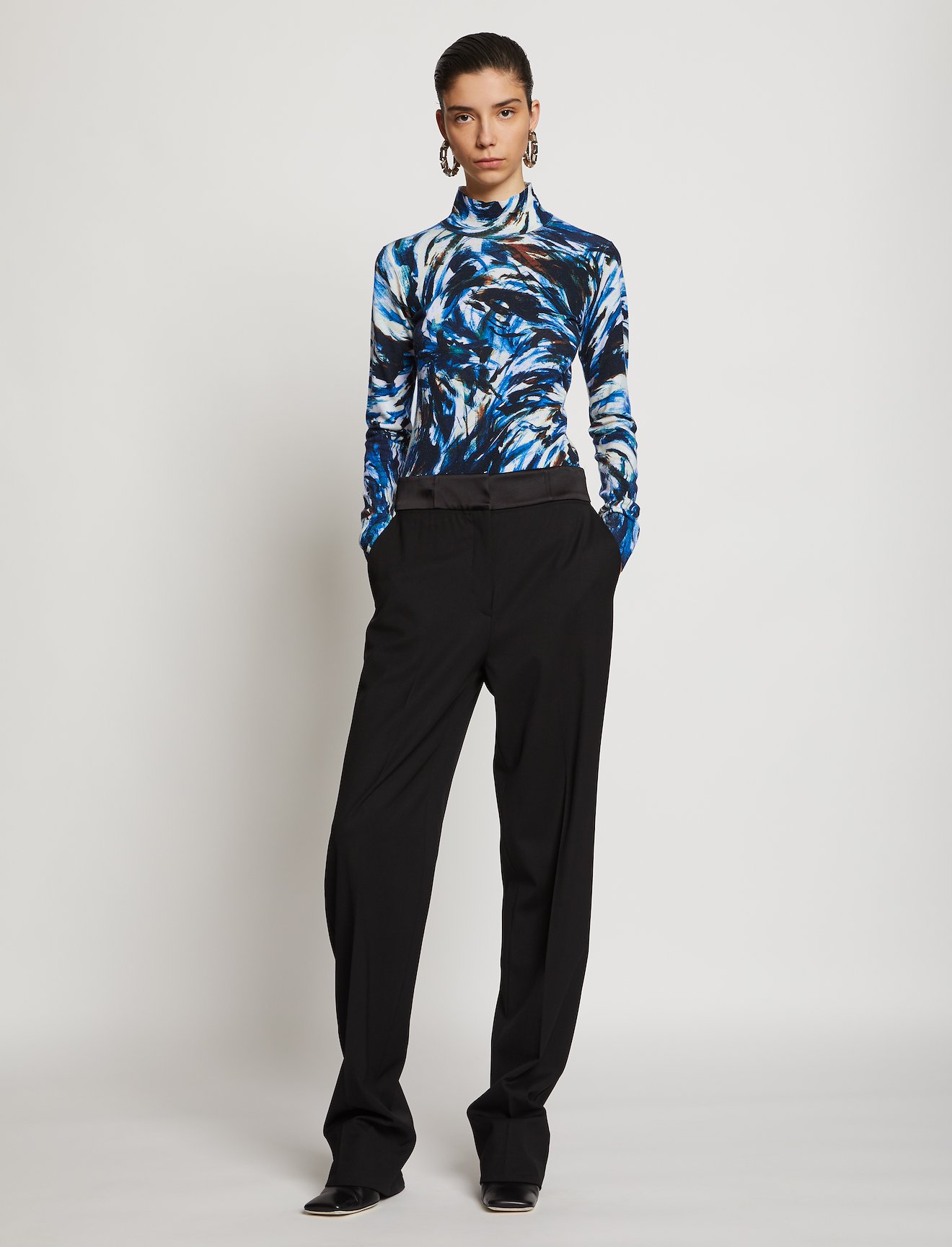 Feather Print Knit Top #1