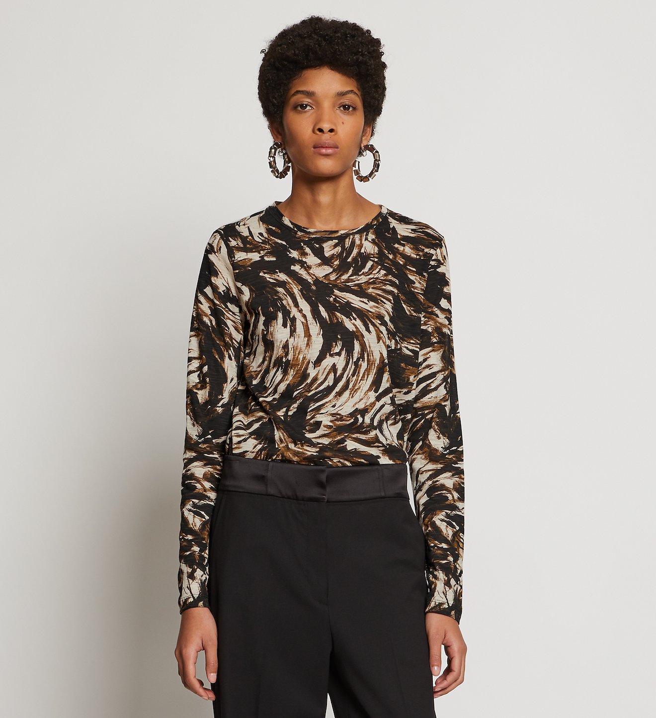 Feather Print Long Sleeve T-Shirt