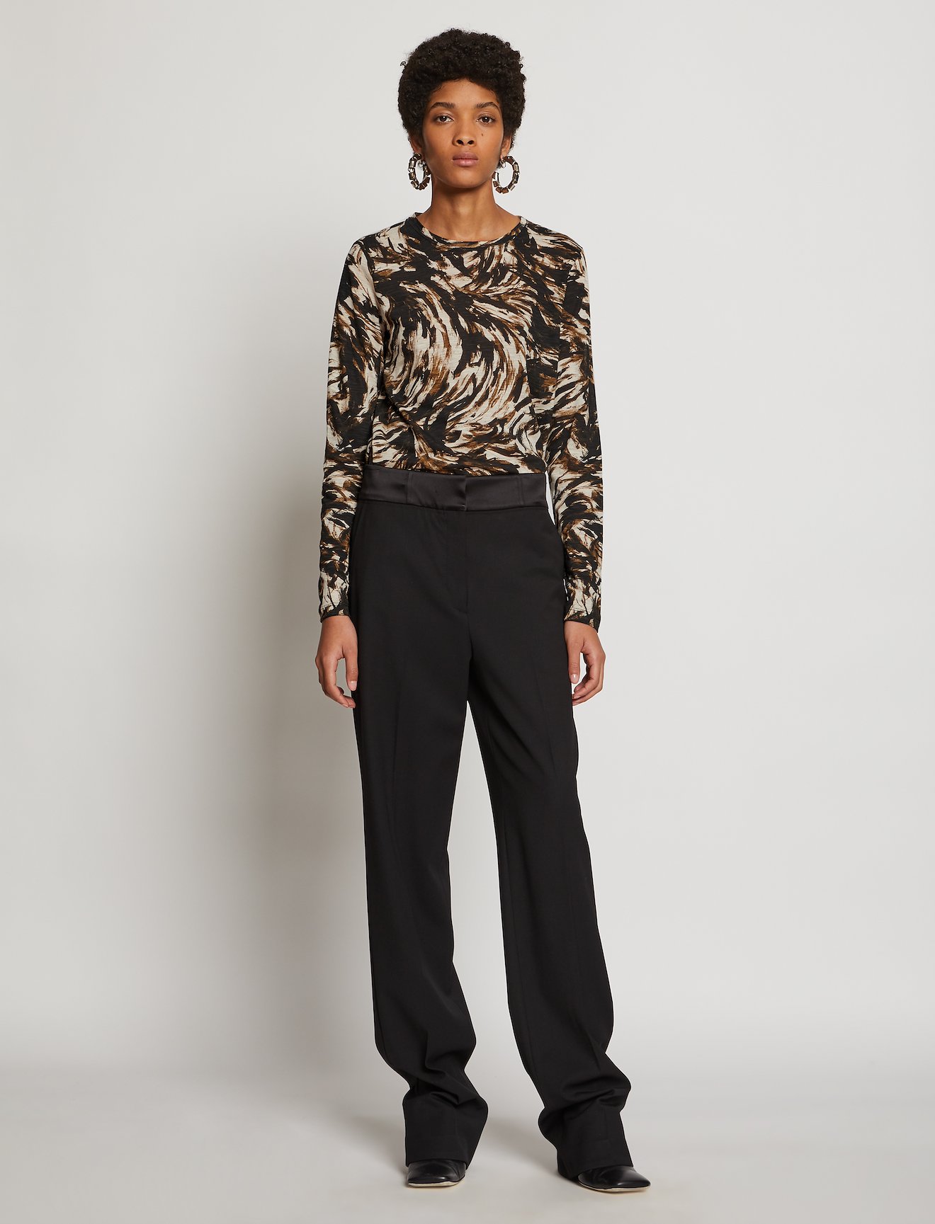 Feather Print Long Sleeve T-Shirt #1