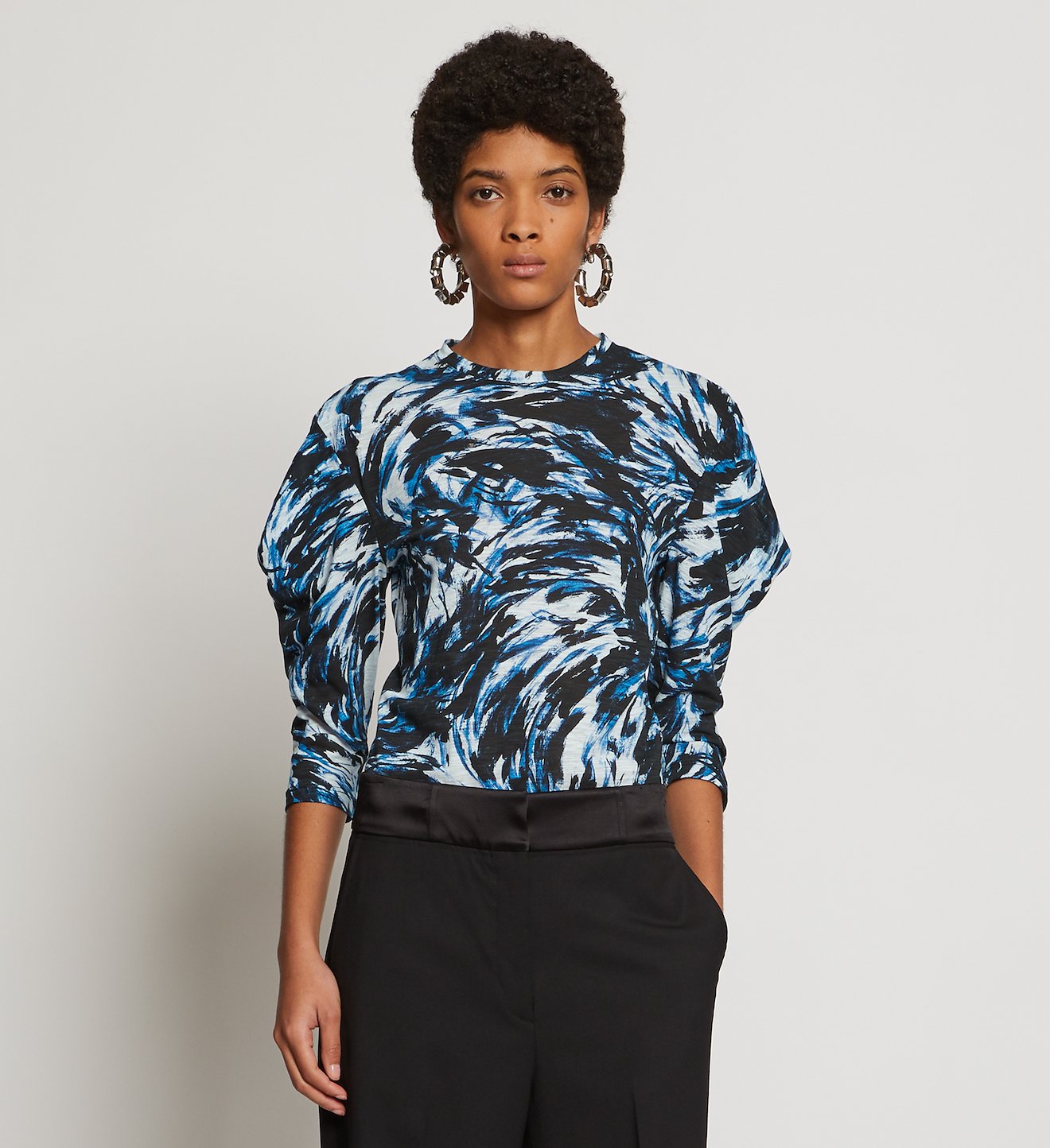 Feather Print Puff Sleeve T-Shirt