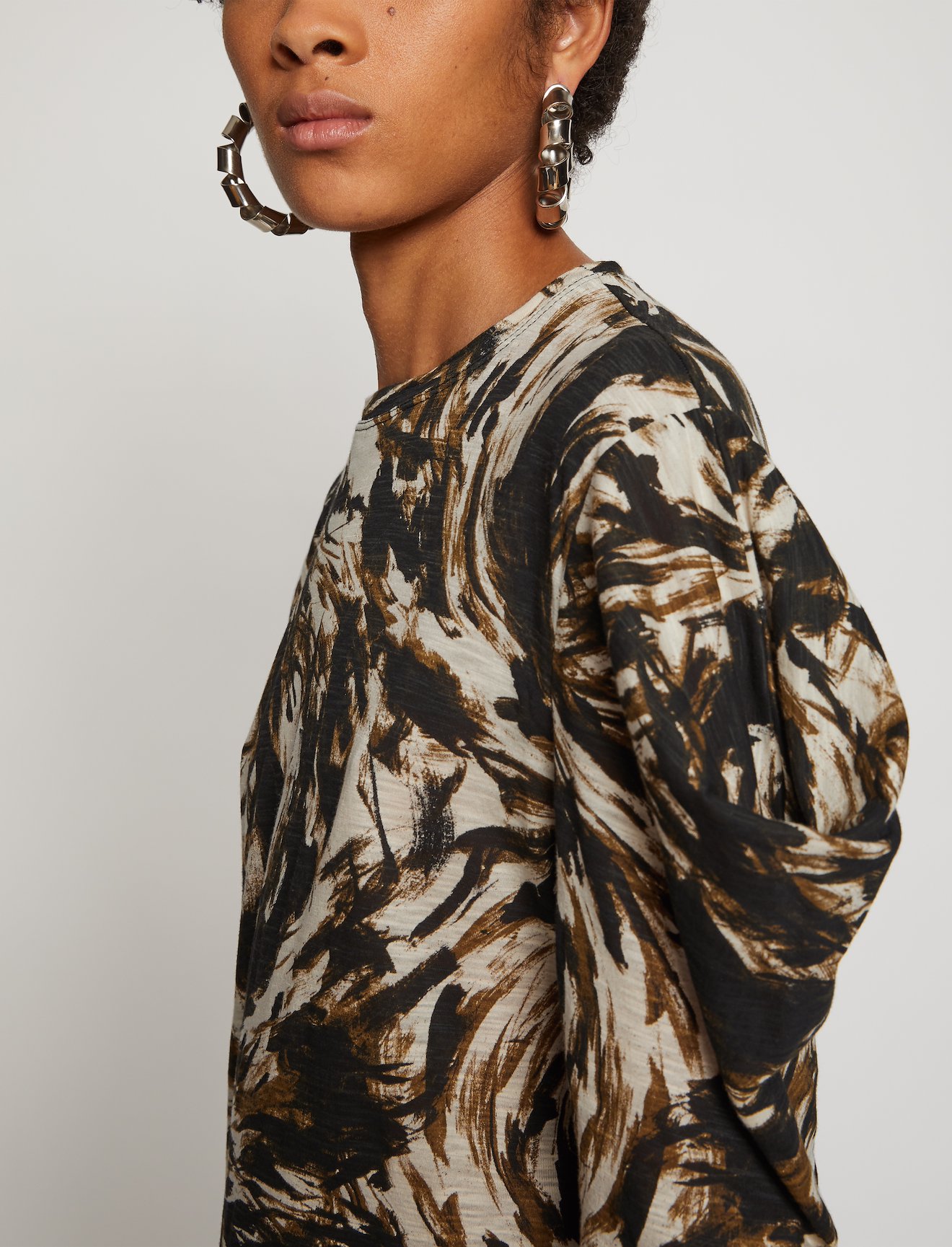 Feather Print Puff Sleeve T-Shirt #3