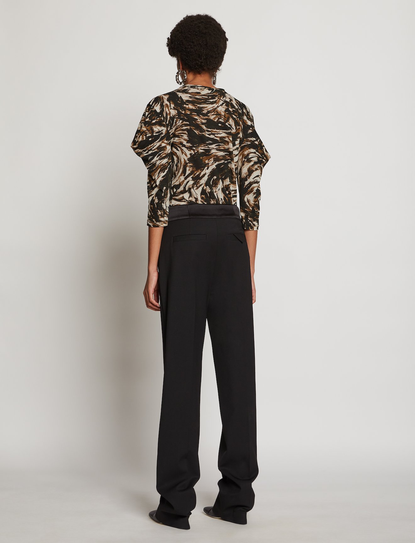 Feather Print Puff Sleeve T-Shirt #2
