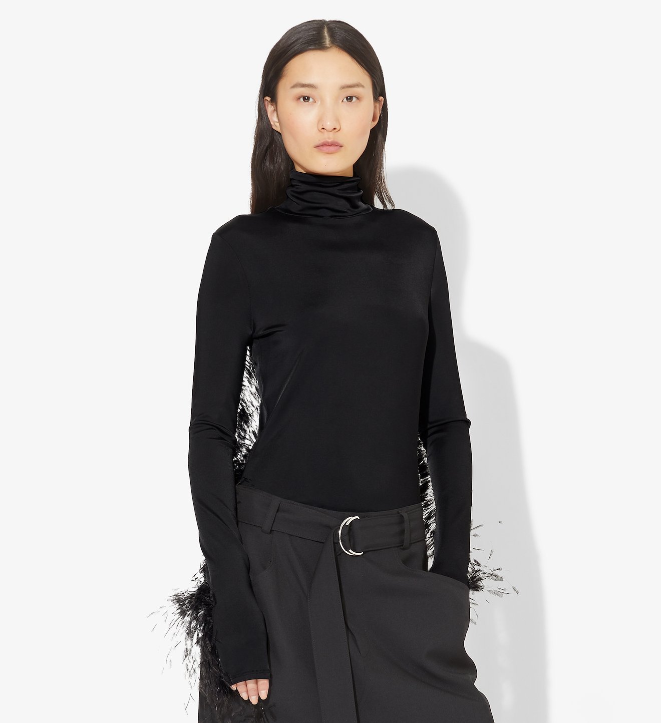 Feather Turtleneck Top