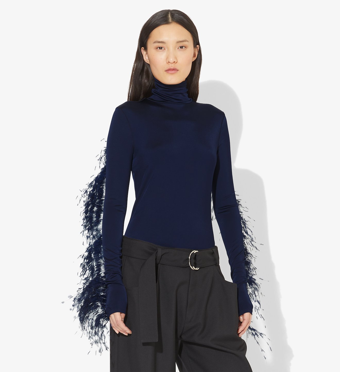 Feather Turtleneck Top