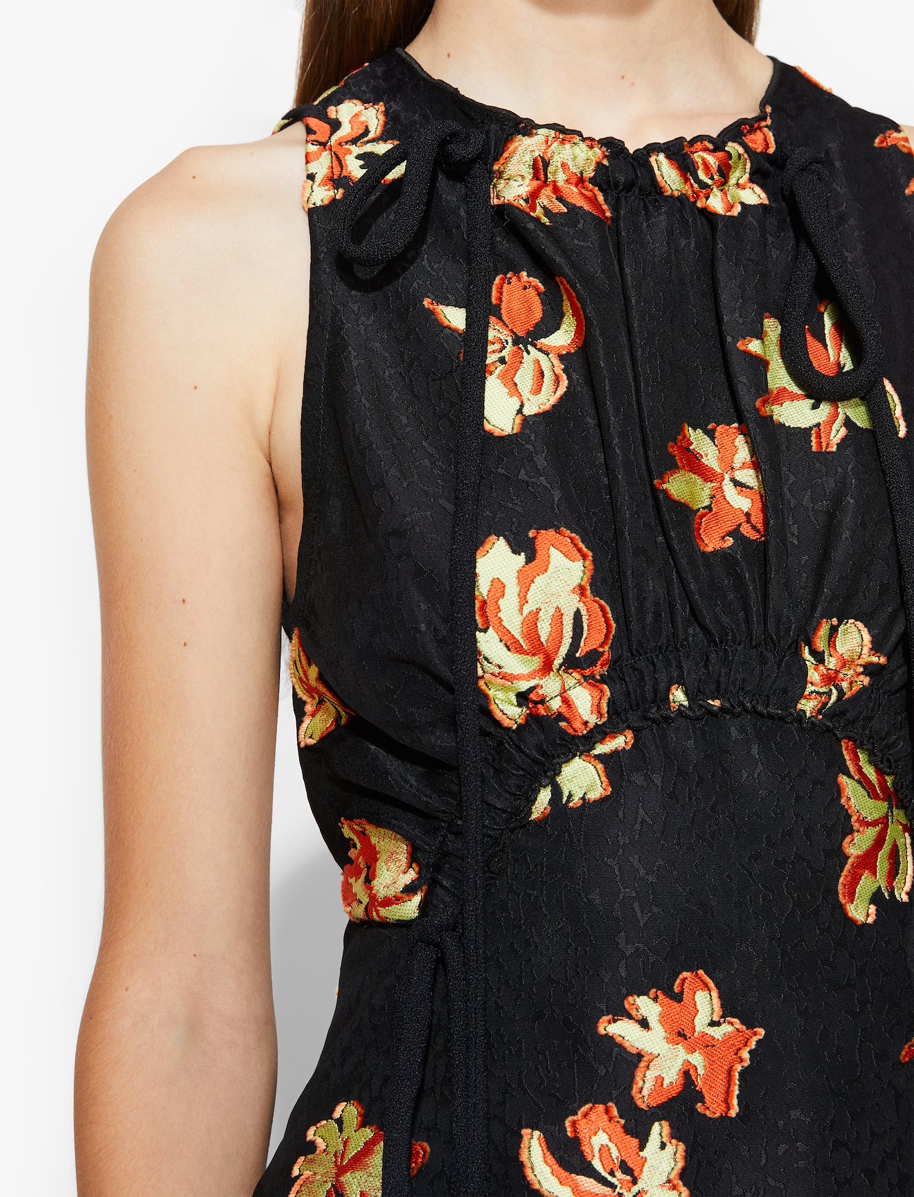Floral Jacquard Tie Detail Top #4