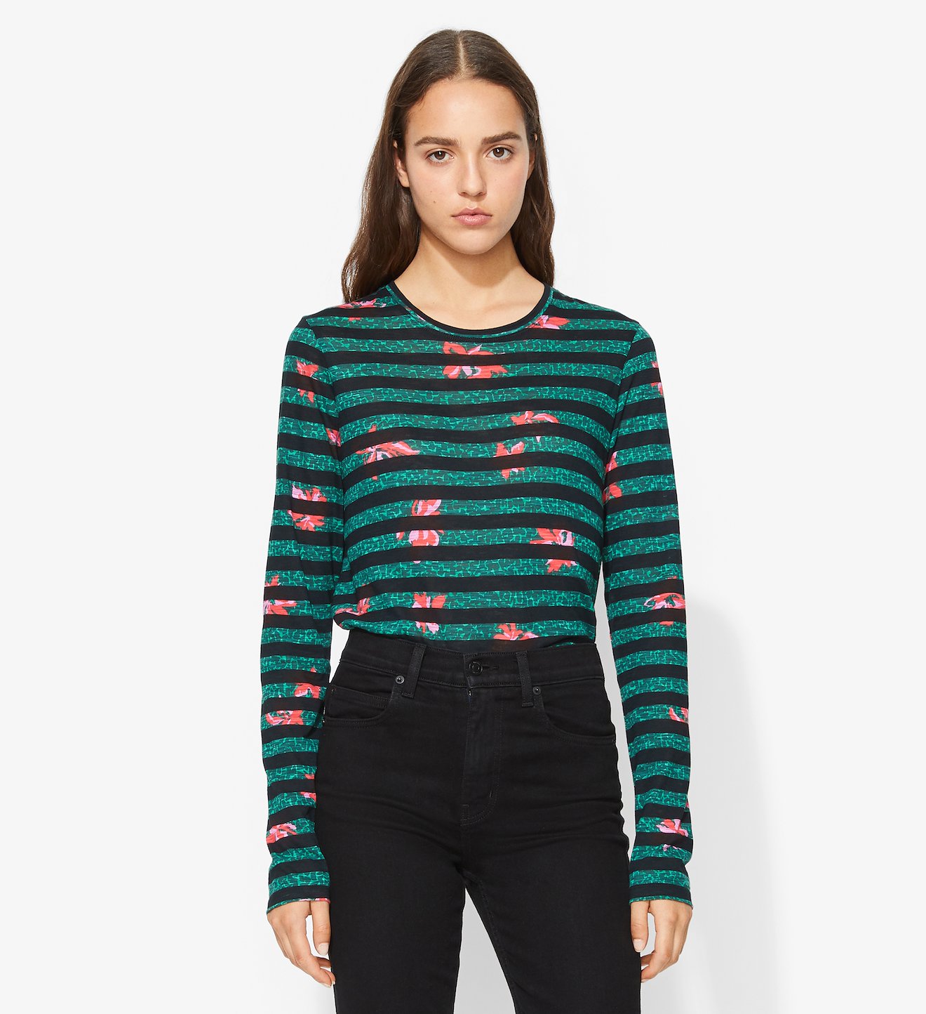 Floral Stripe Long Sleeve T-Shirt