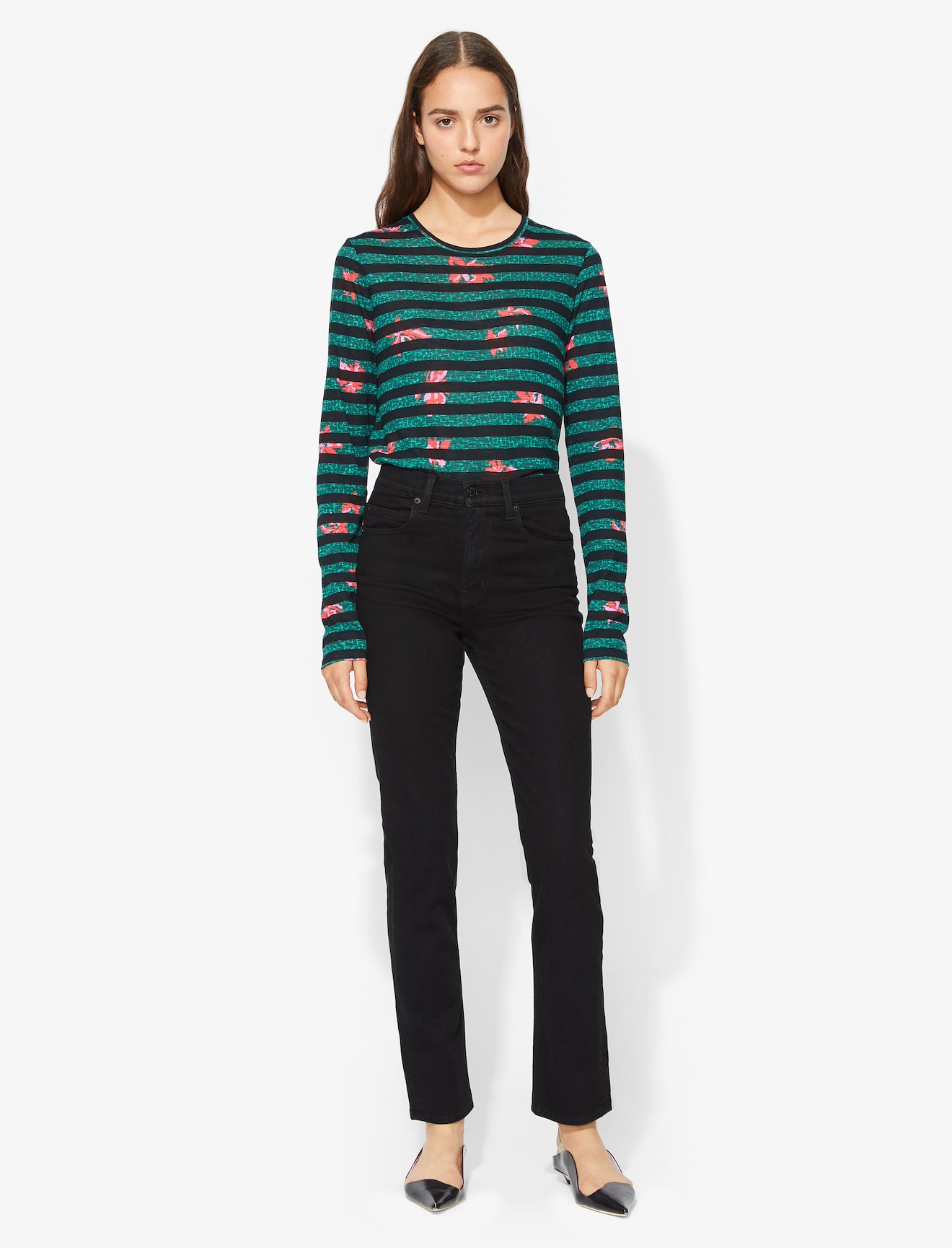 Floral Stripe Long Sleeve T-Shirt #1