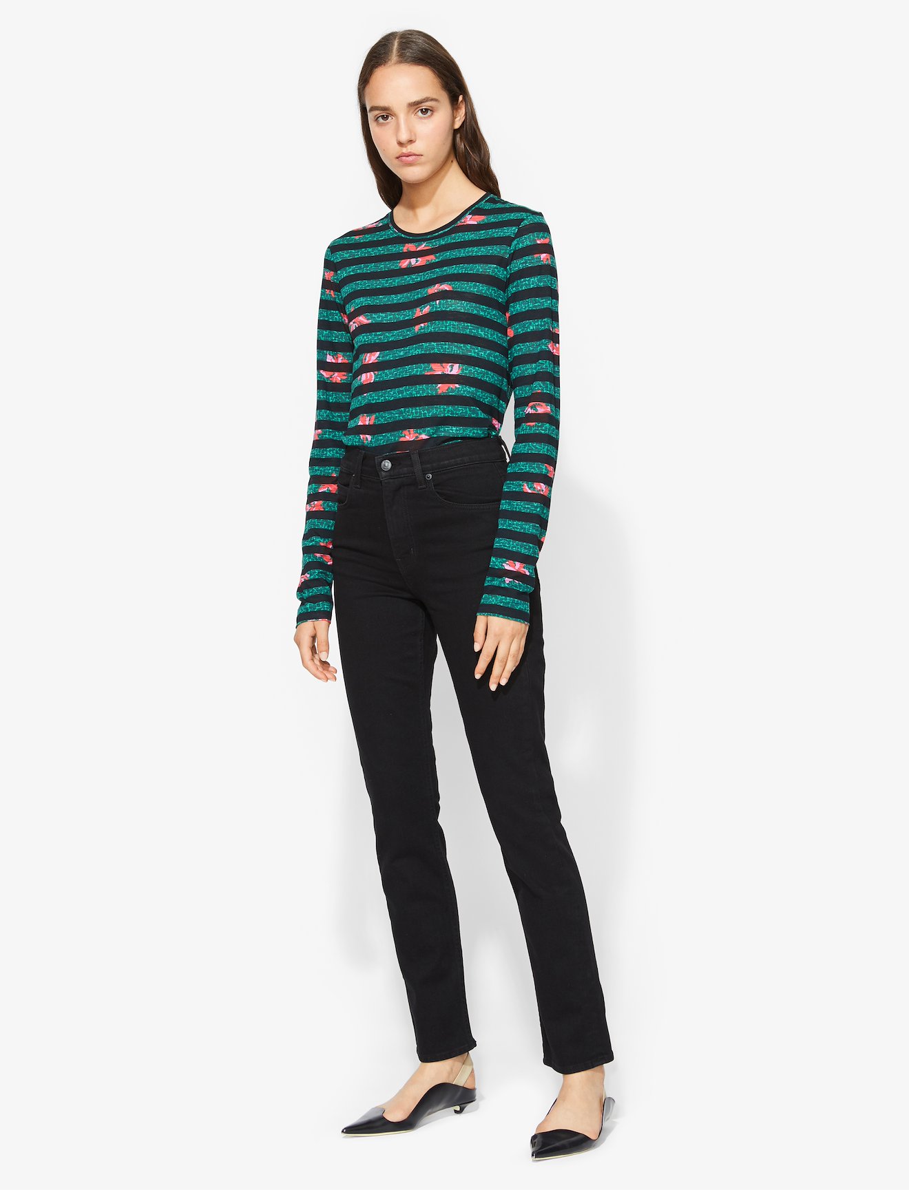 Floral Stripe Long Sleeve T-Shirt #2