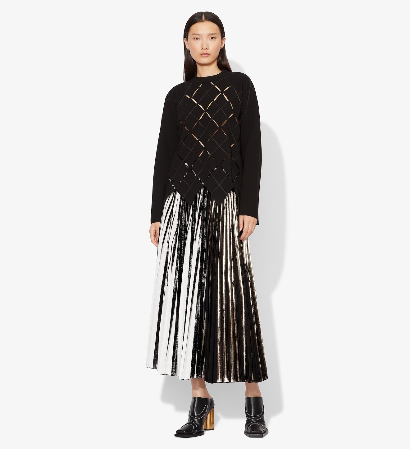 Foil Pleated Skirt