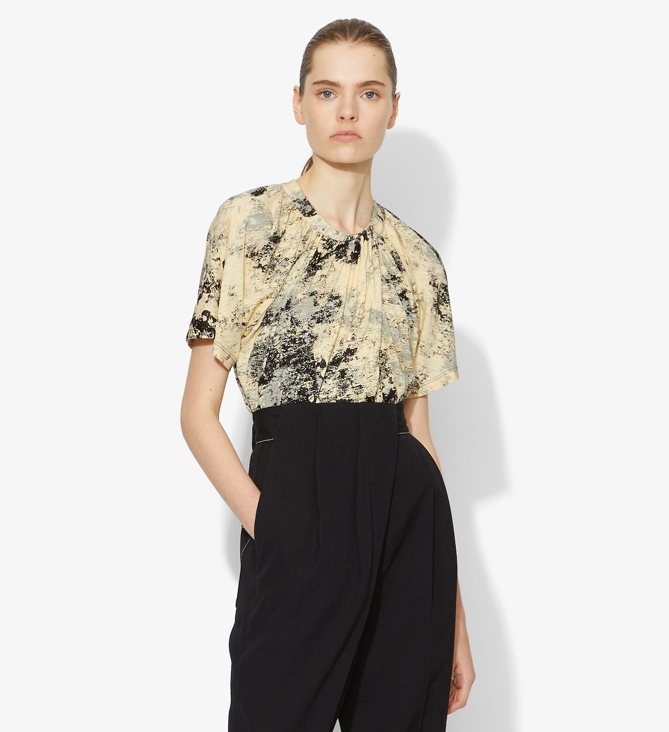 Foil Printed Overlapped T-Shirt