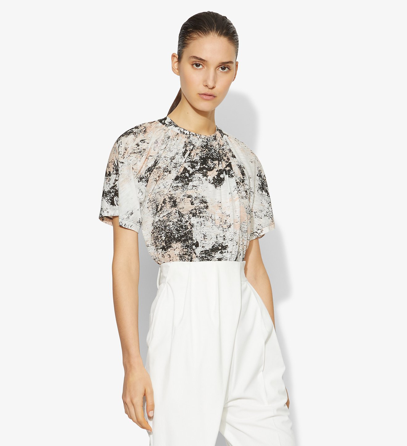 Foil Printed Overlapped T-Shirt