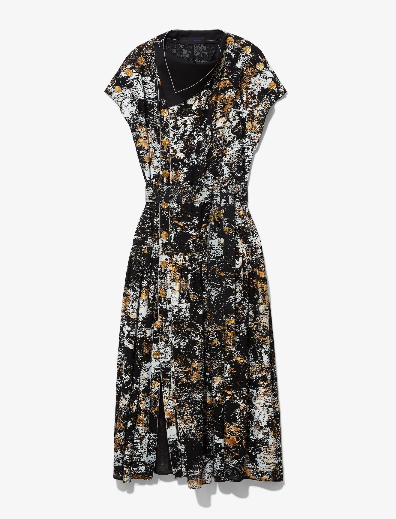Foil Printed Silk Button Front Dress #3
