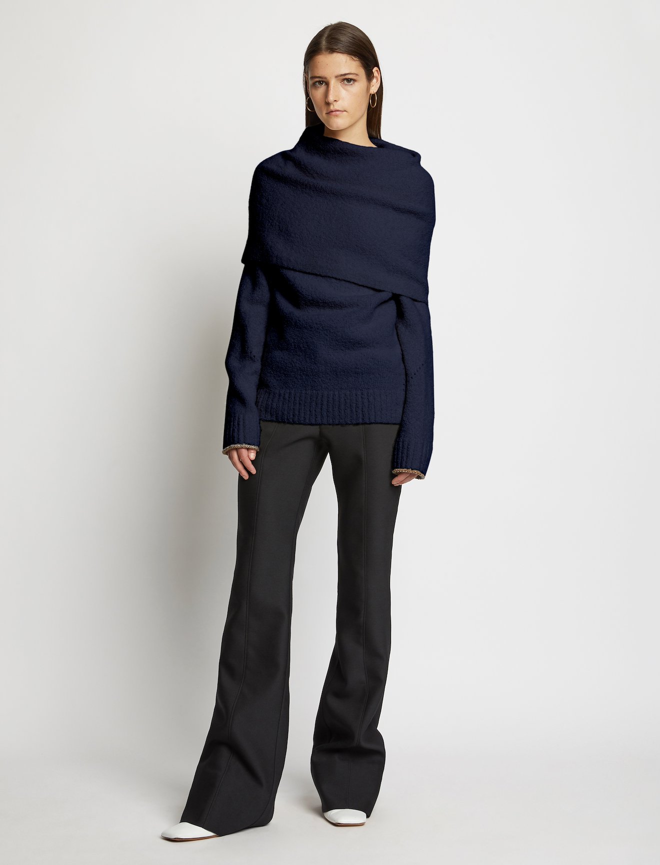 Fold Over Textured Knit Sweater #1