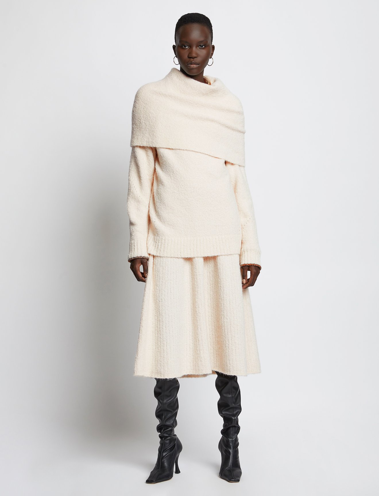 Fold Over Textured Knit Sweater #1