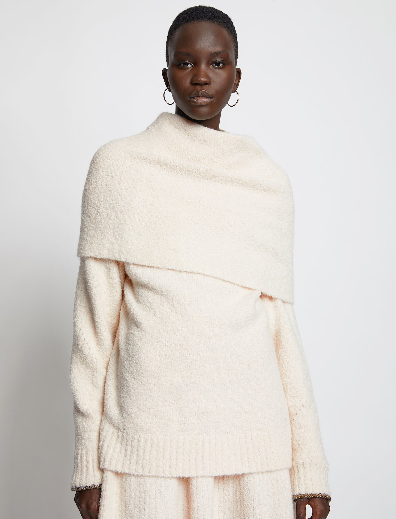 Fold Over Textured Knit Sweater #3