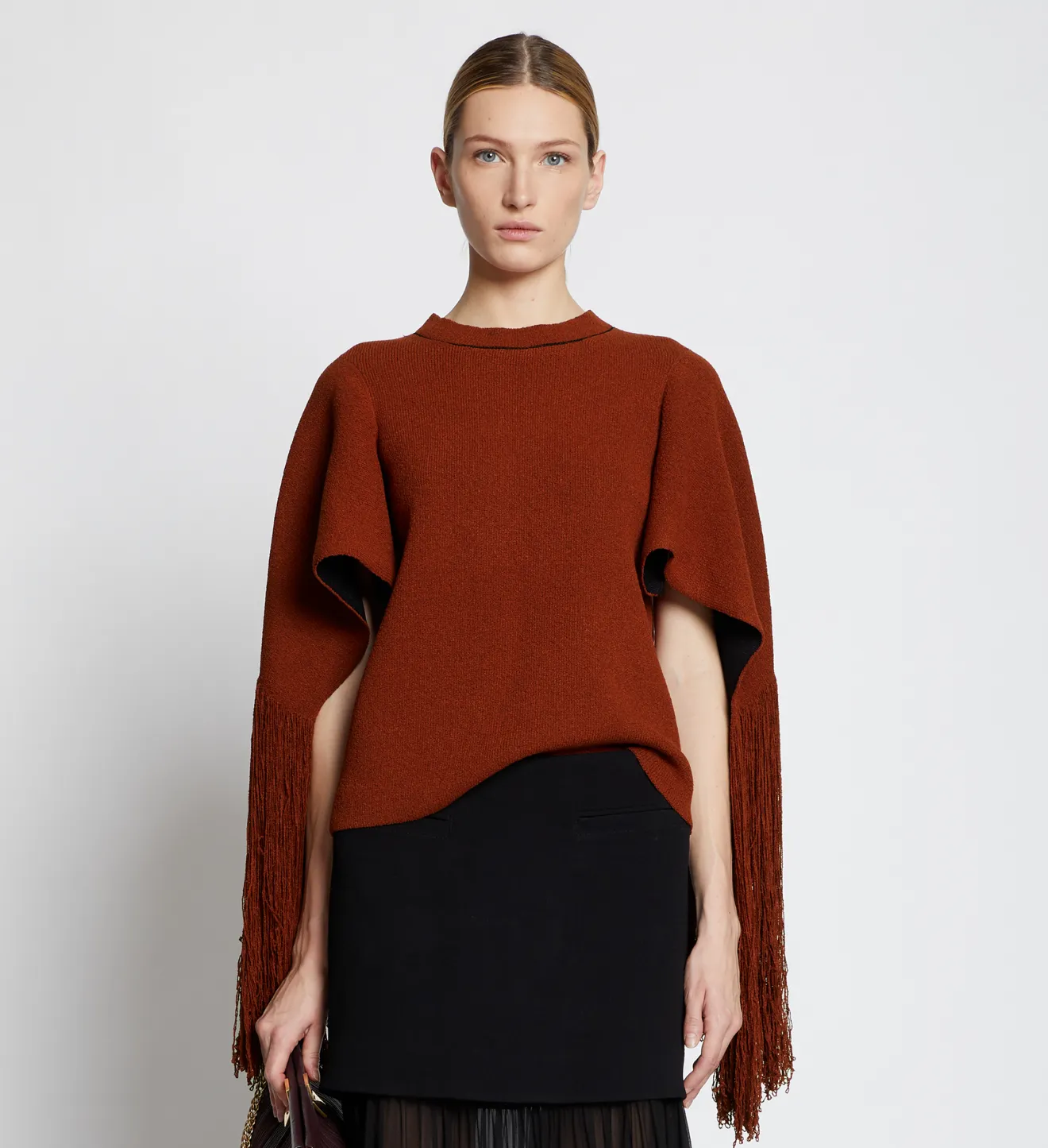 fringe sleeve sweater