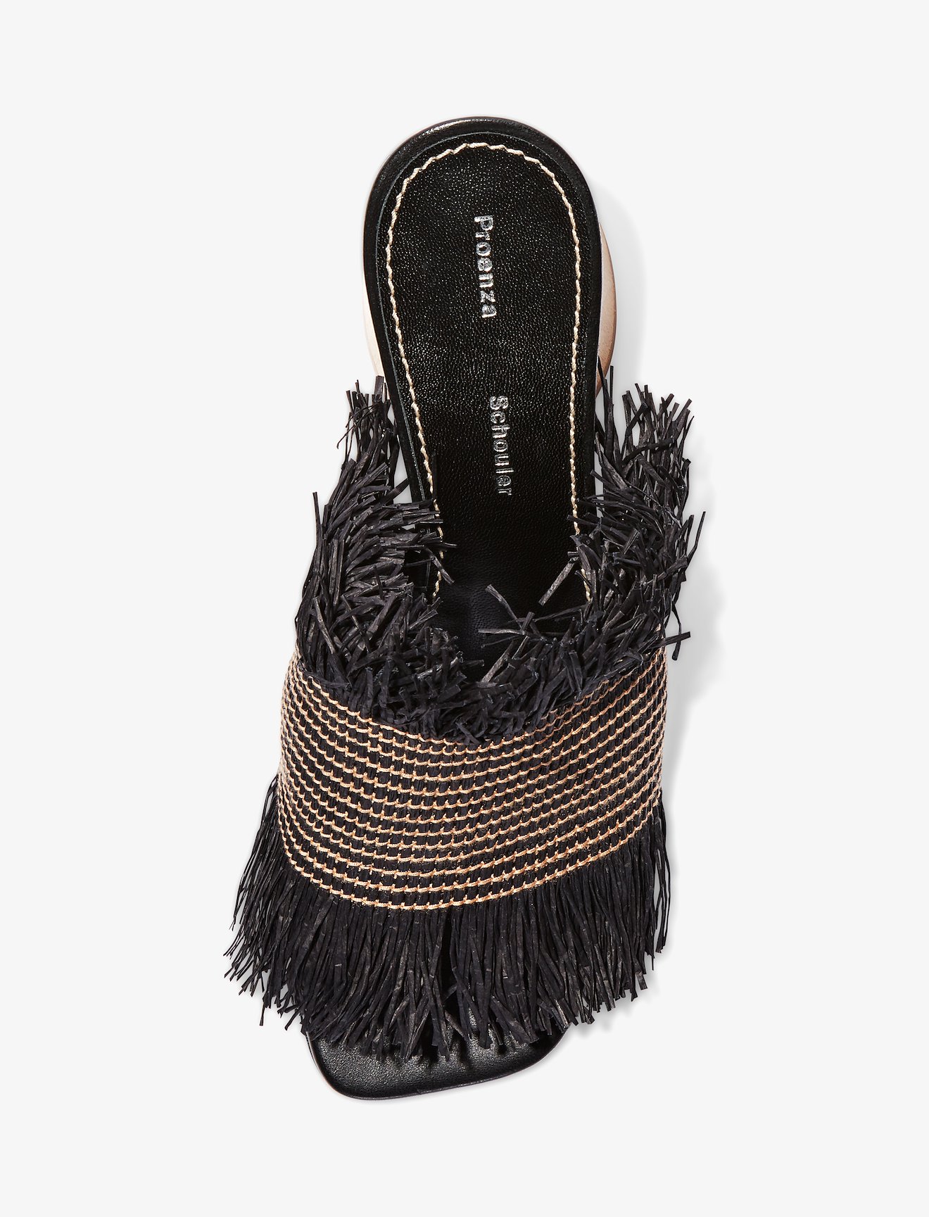 Fringe Wood Heel Slides in black | Proenza Schouler