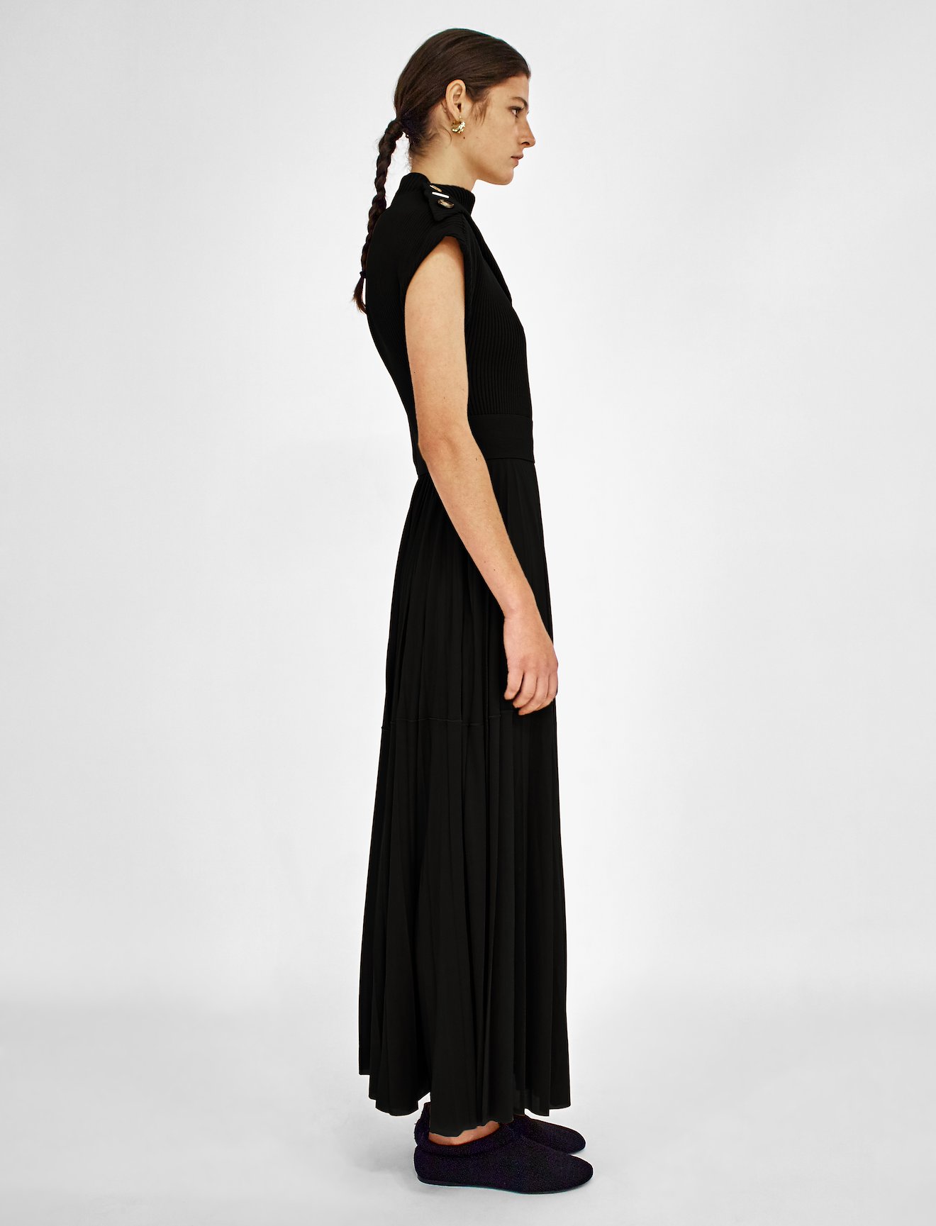 Gauze Combo Draped Knit Dress #1