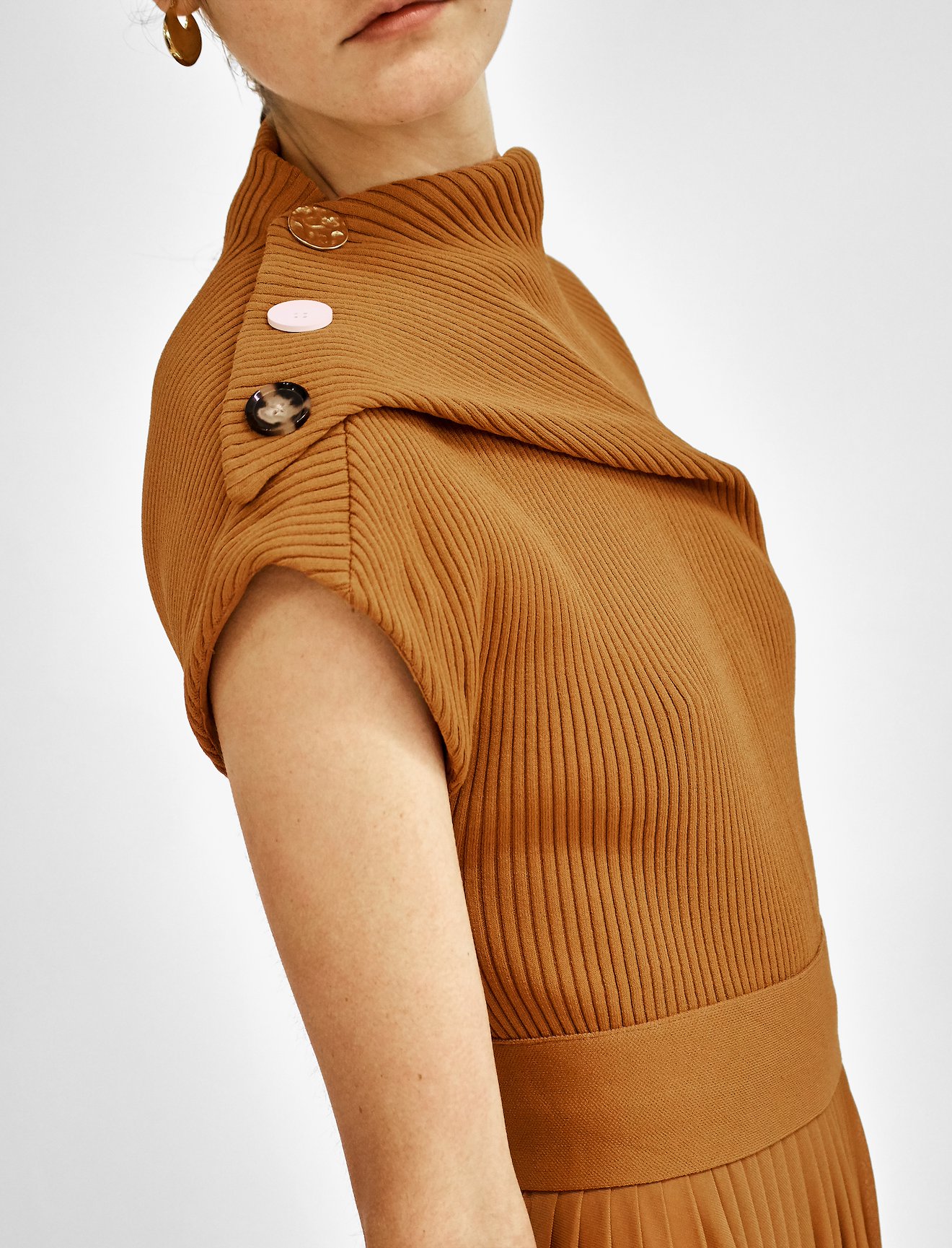 Gauze Combo Draped Knit Dress #3