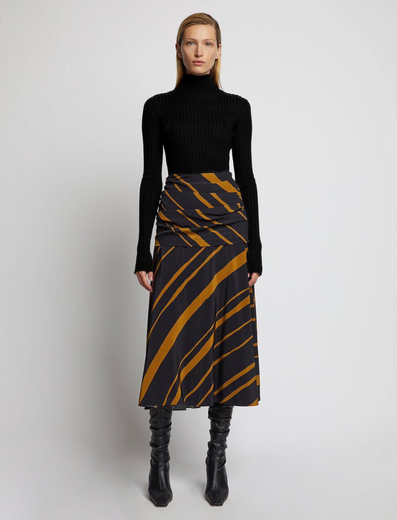 Glossy Rib Knit Turtleneck Top #1